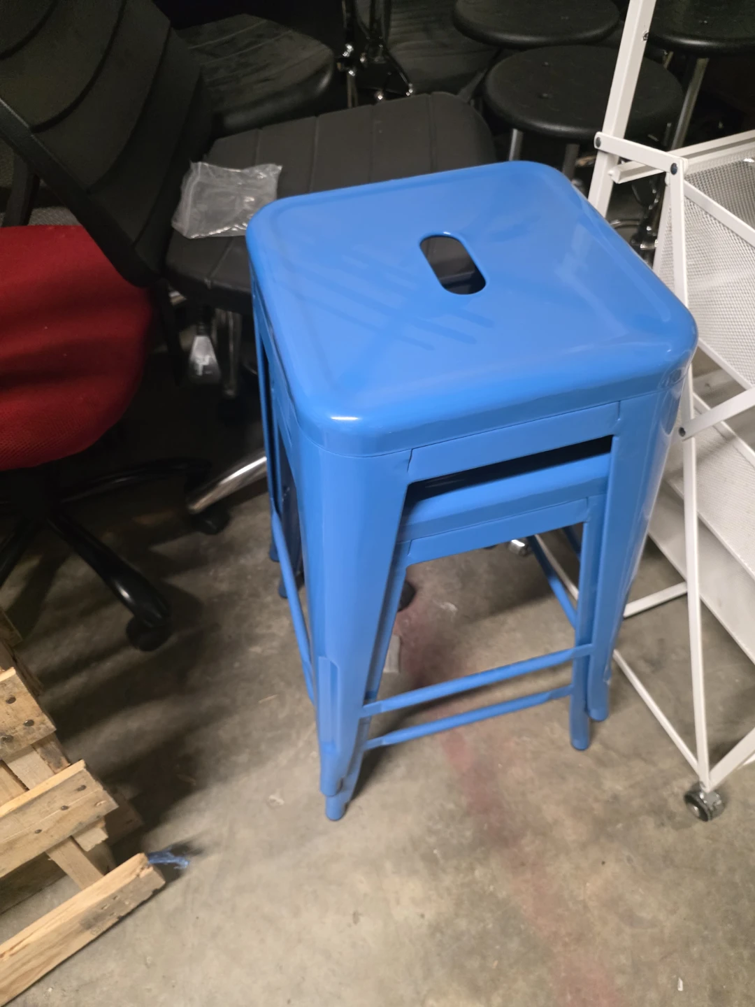 Blue Metal Stools bar stool, office stool