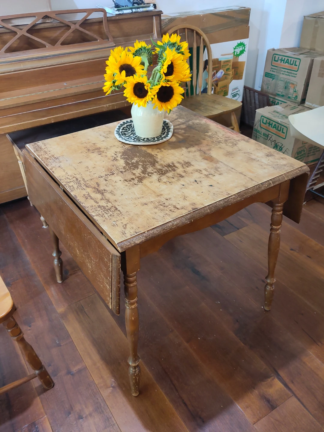 Wooden drop-leaf dining table - photo 2