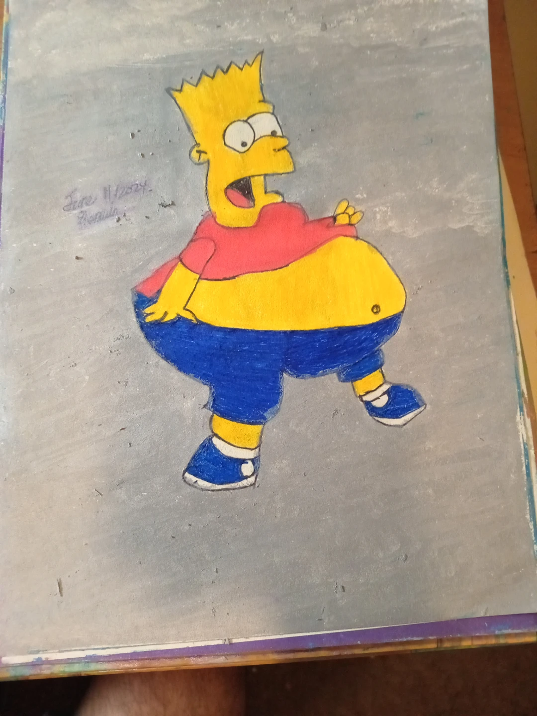 BLOATED FAT BART SIMPSON DRAWING BY SHERWIN - photo 3