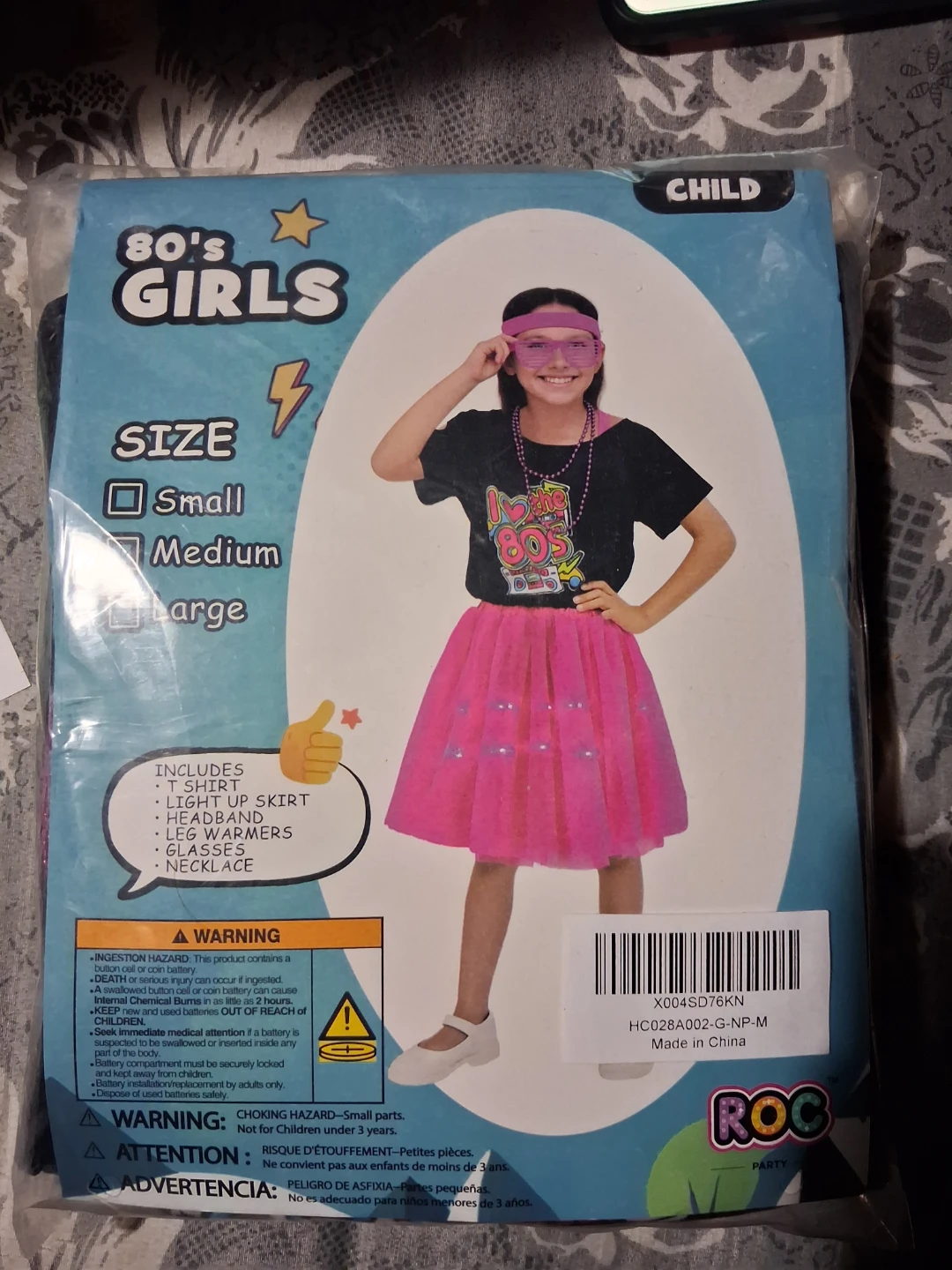 ROC Party 80s Girls Costume Medium
