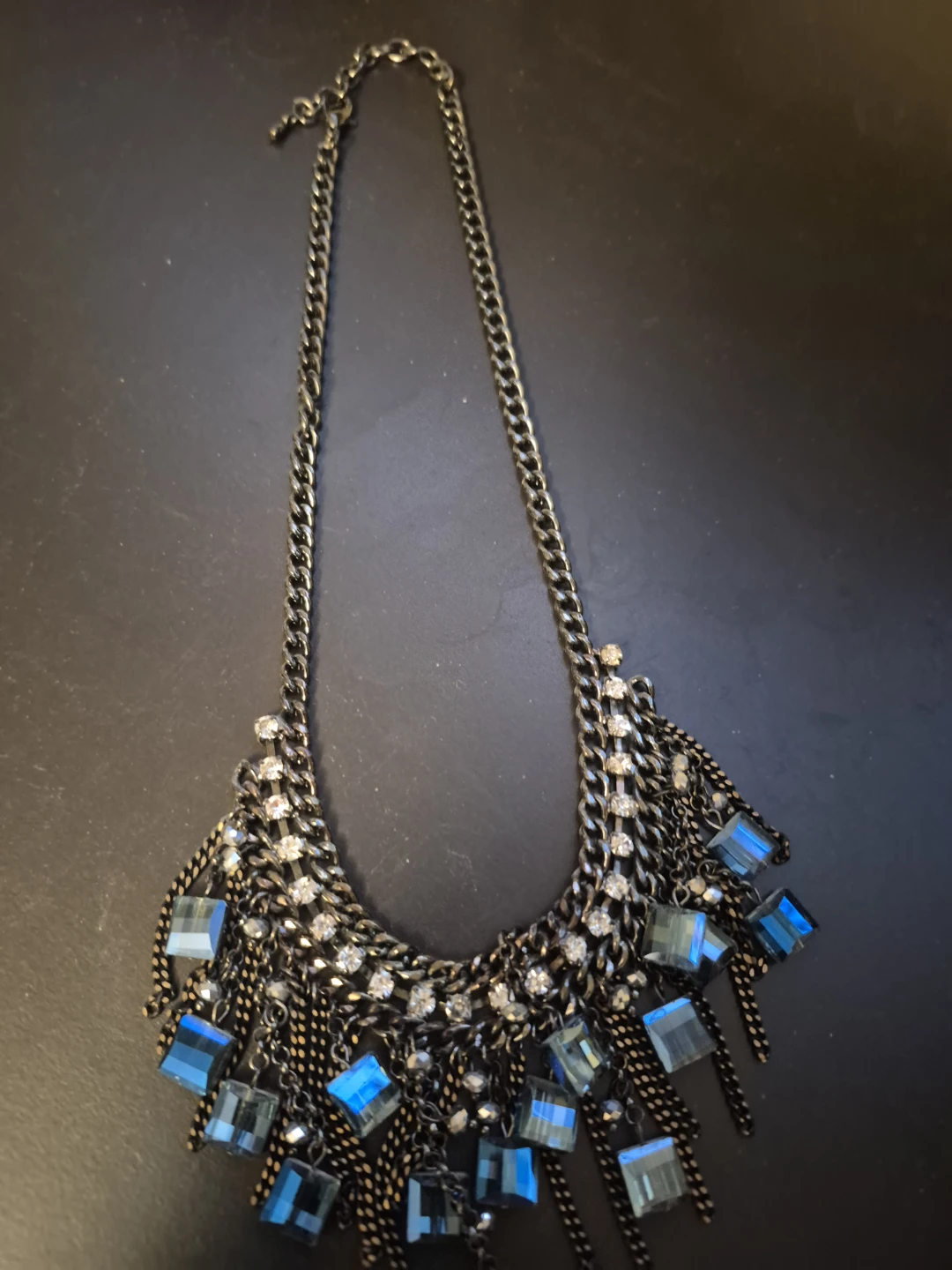 Blue Crystal Statement Necklace🏈
