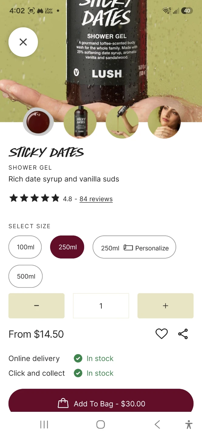 LUSH Sticky Dates Shower Gel 250ml