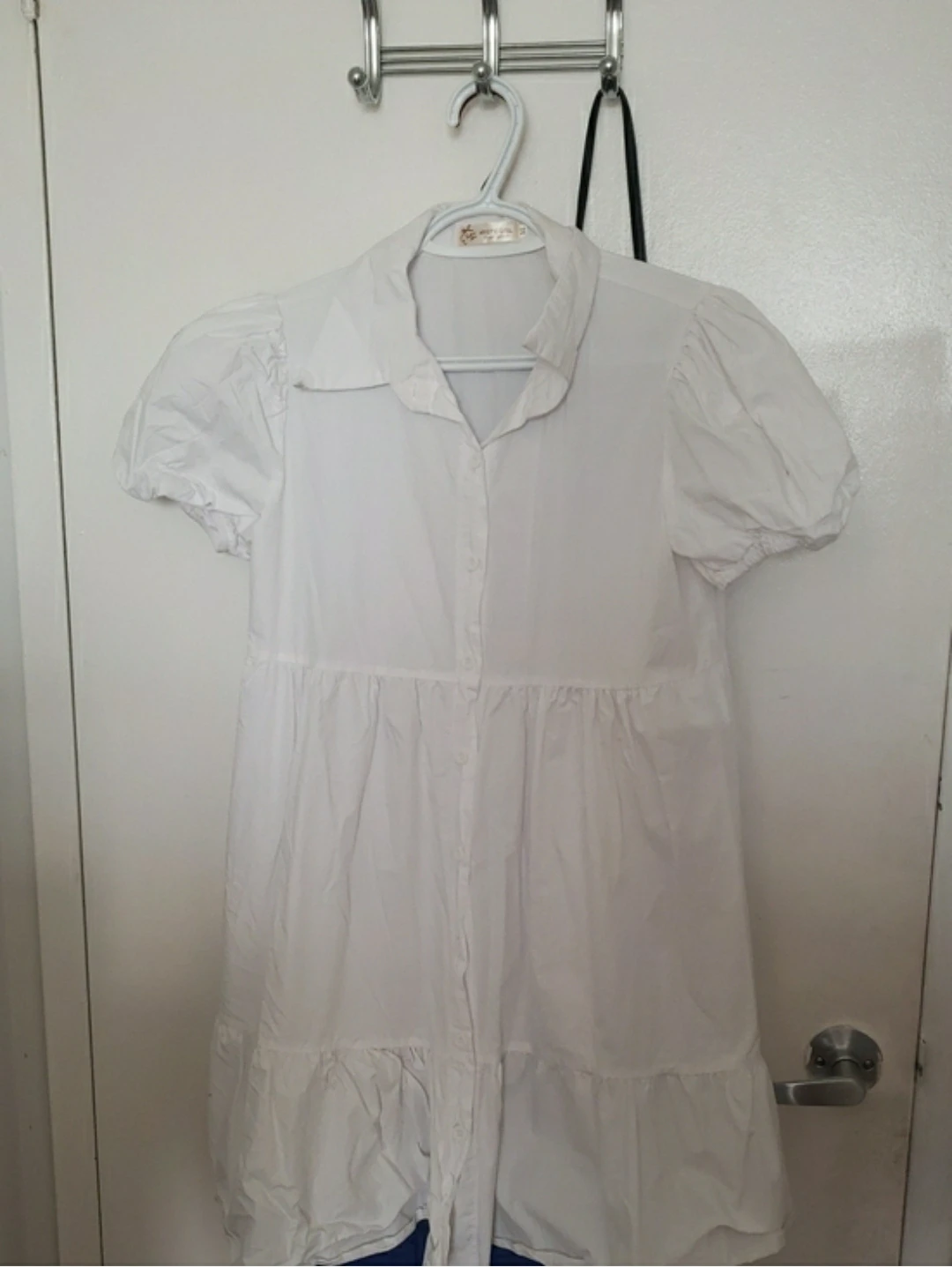 White Button-Down Tiered Dress