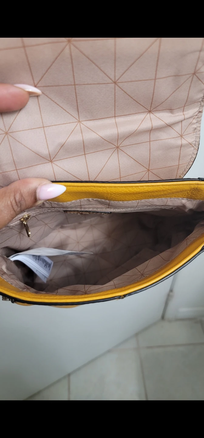 Yellow Backpack Purse with Snake Print Accent - photo 4