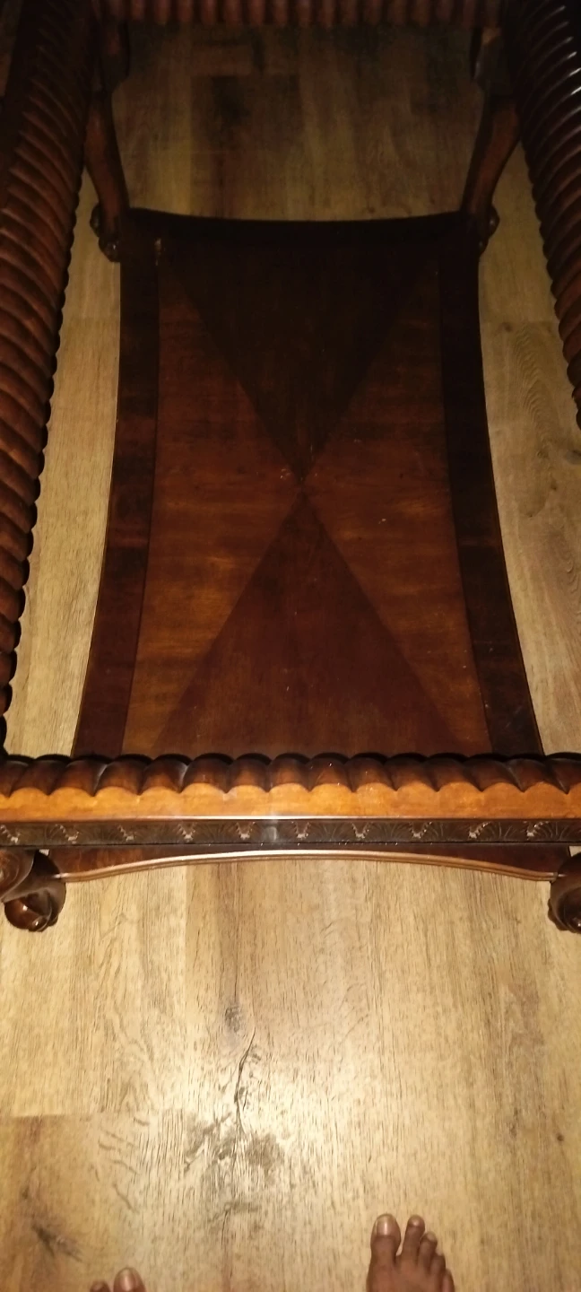 Traditional Wood Coffee Table with Glass Top - photo 3