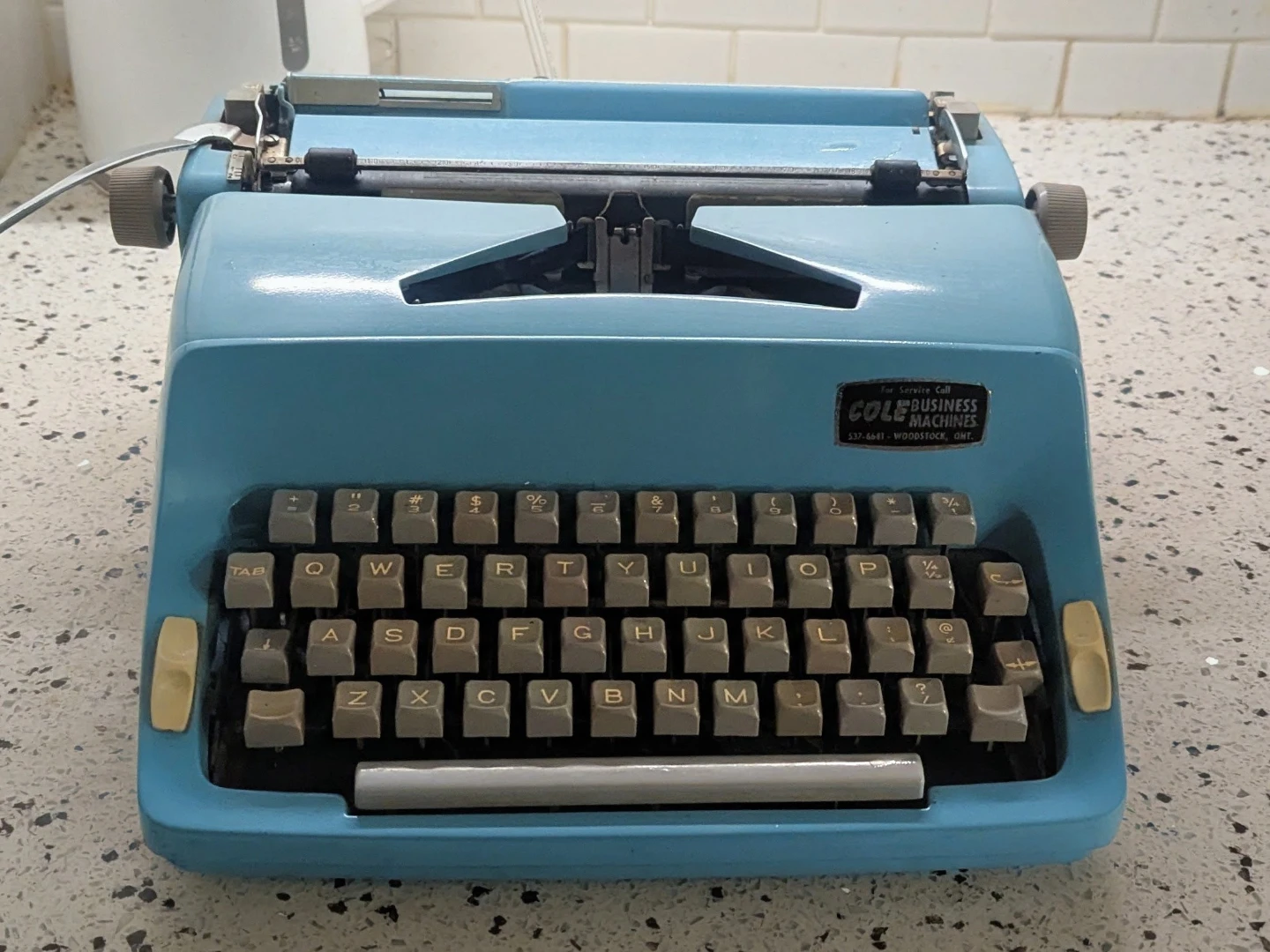 Vintage Blue Portable Typewriter with Carrying Case