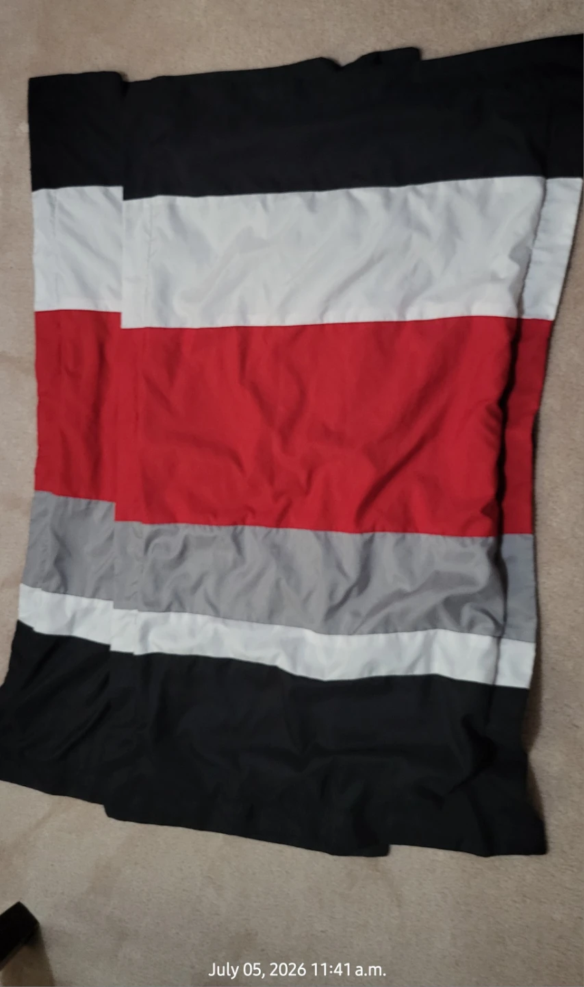 Red, Black, White, and Grey Striped Comforter Set - photo 3