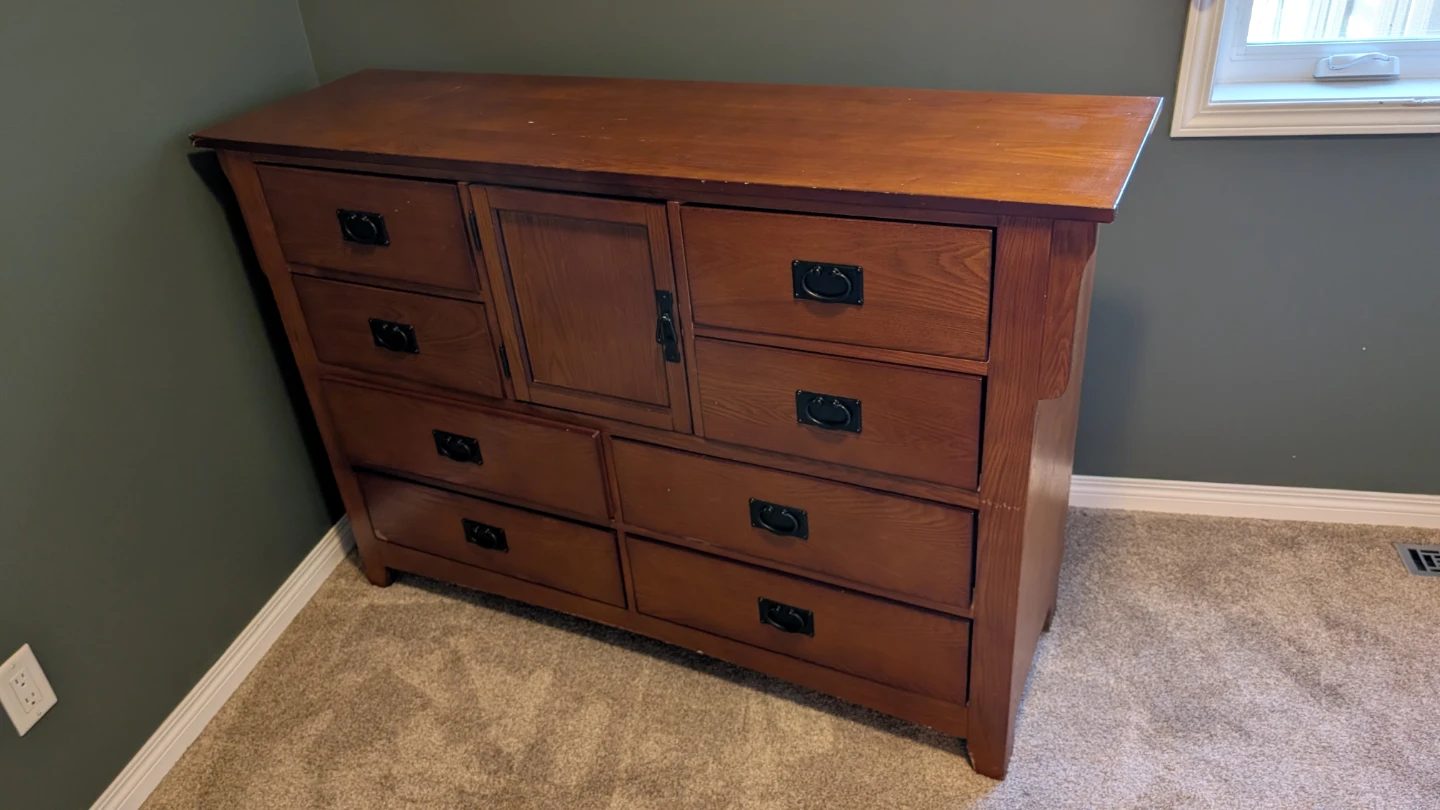 Wooden Dresser with Cabinet and Drawers