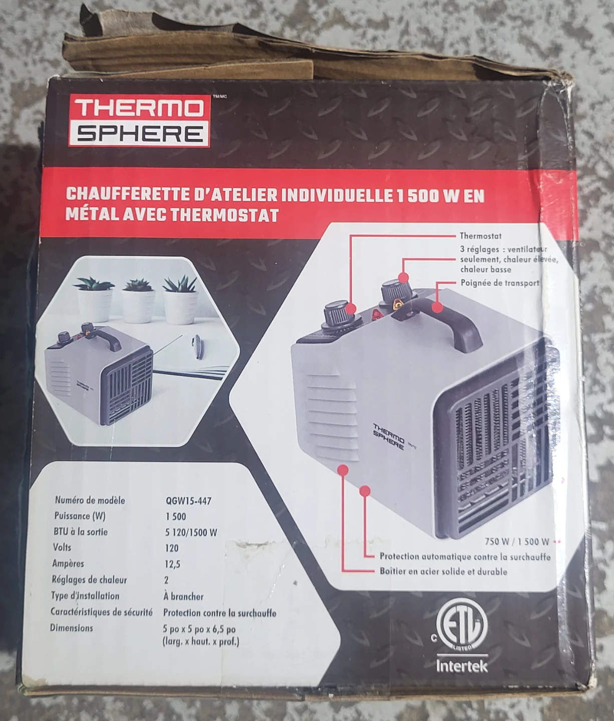 Thermo Sphere 1500W Metal Personal Shop Heater - photo 4