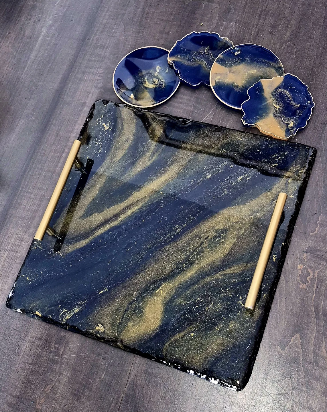 Resin Serving Tray and Coaster Set - photo 2