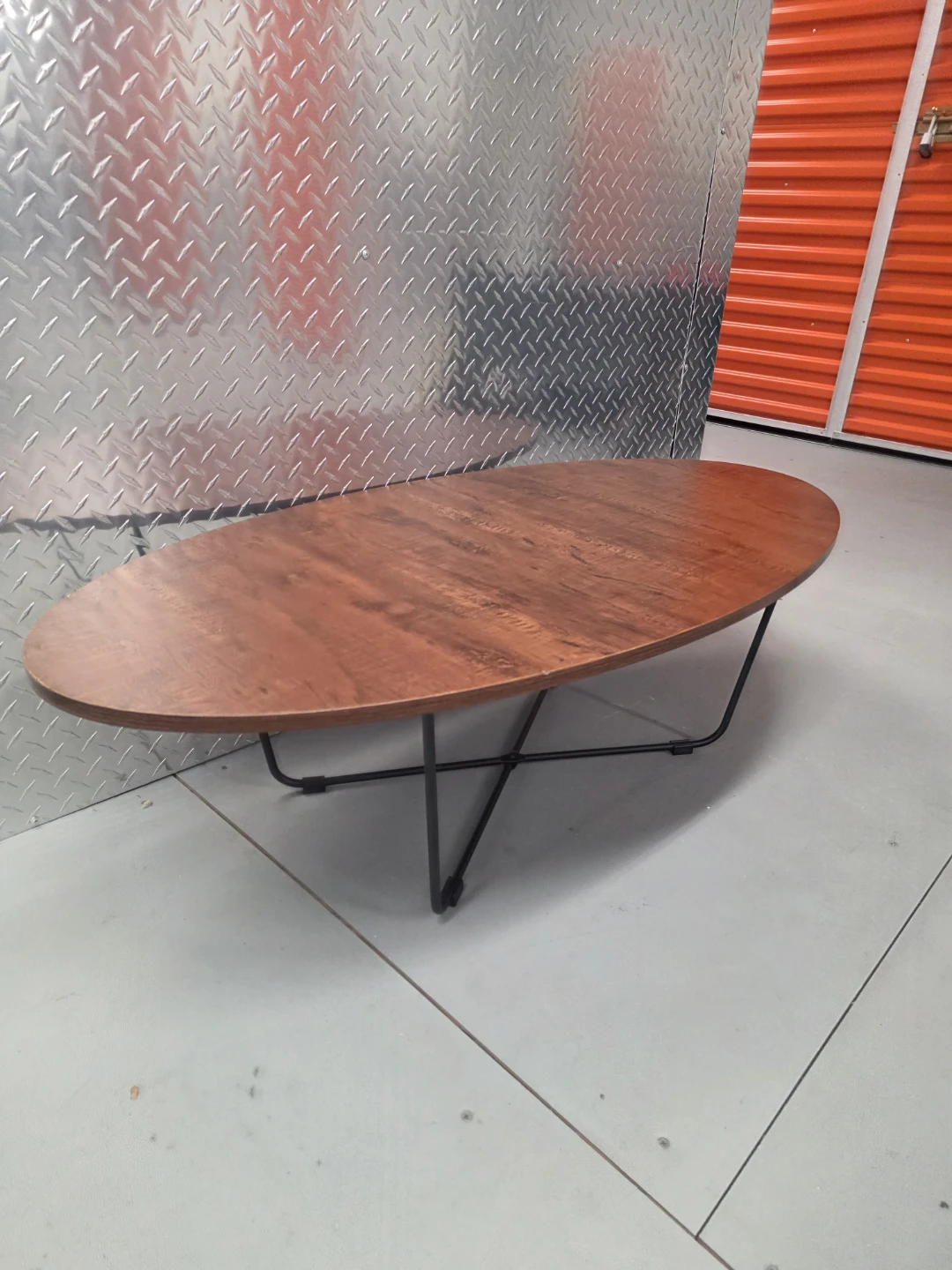 Oval Coffee Table with Wood Grain Finish
