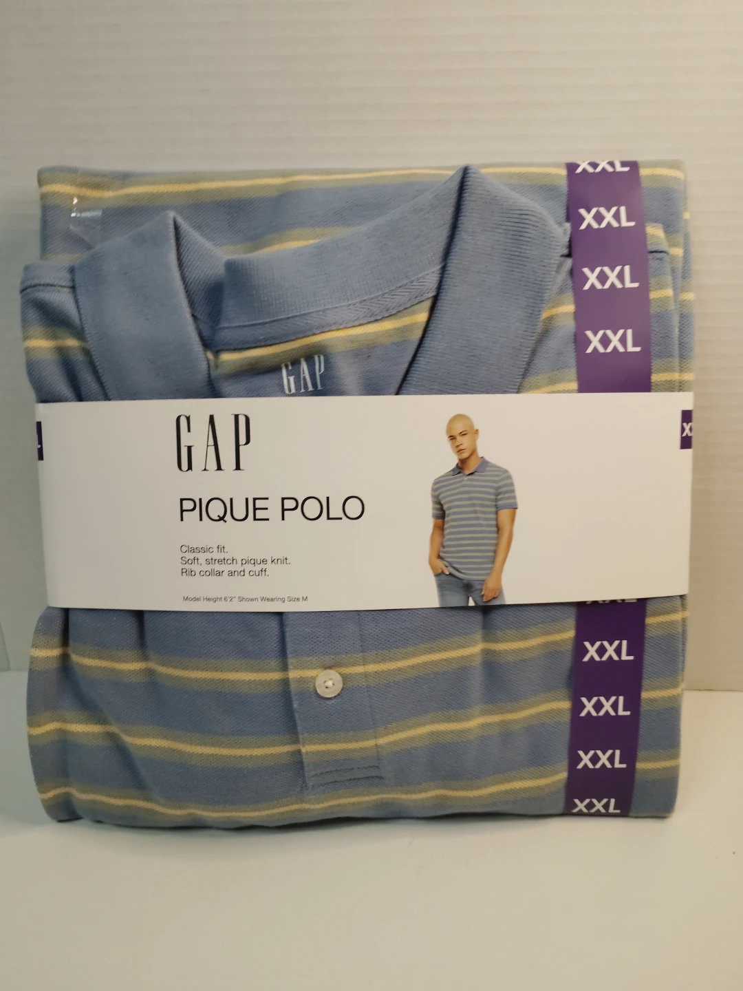 Gap Pique Polo Shirt Blue Striped XXL