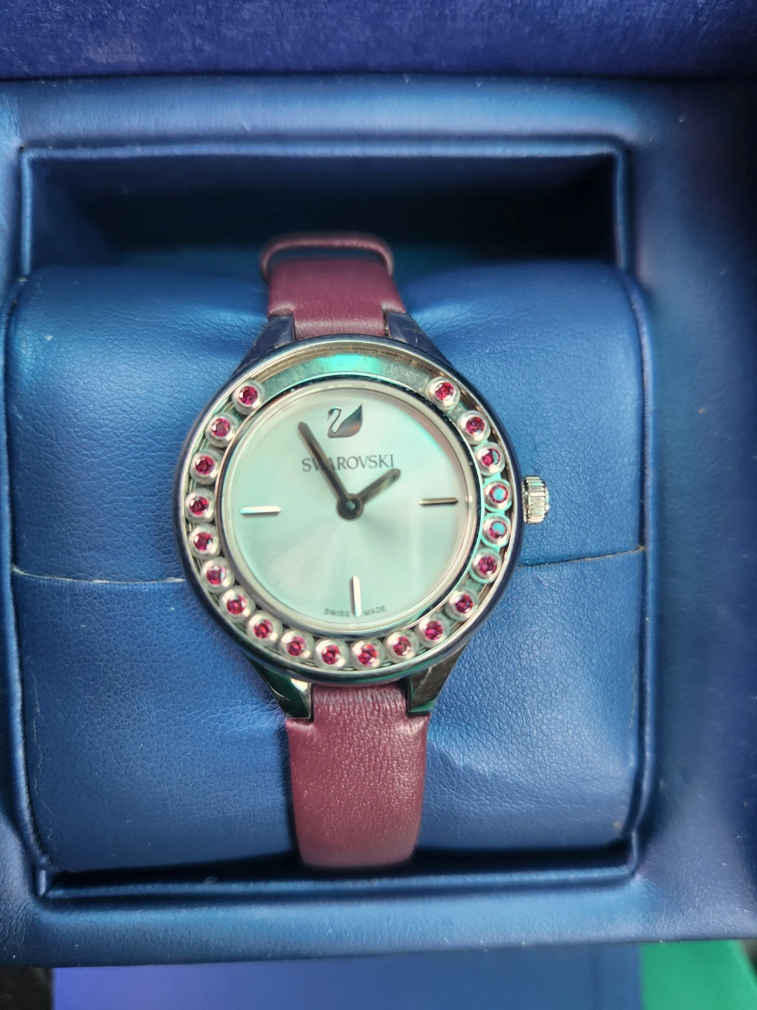 Swarovski Women's Watch with Burgundy Leather Strap