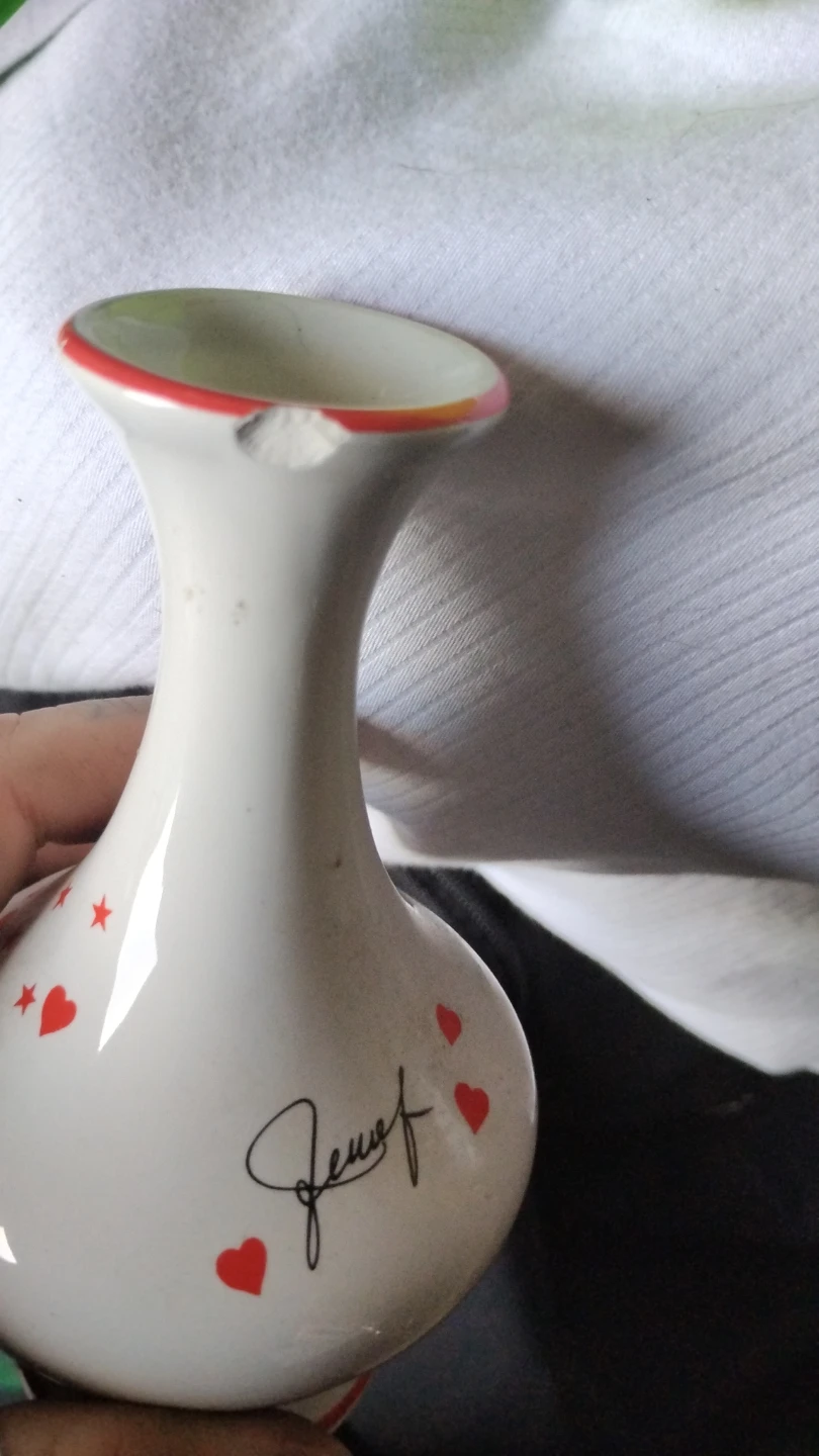 1970s Vintage KV Ker-Vitrex Ceramic Vase Red Hearts - photo 3