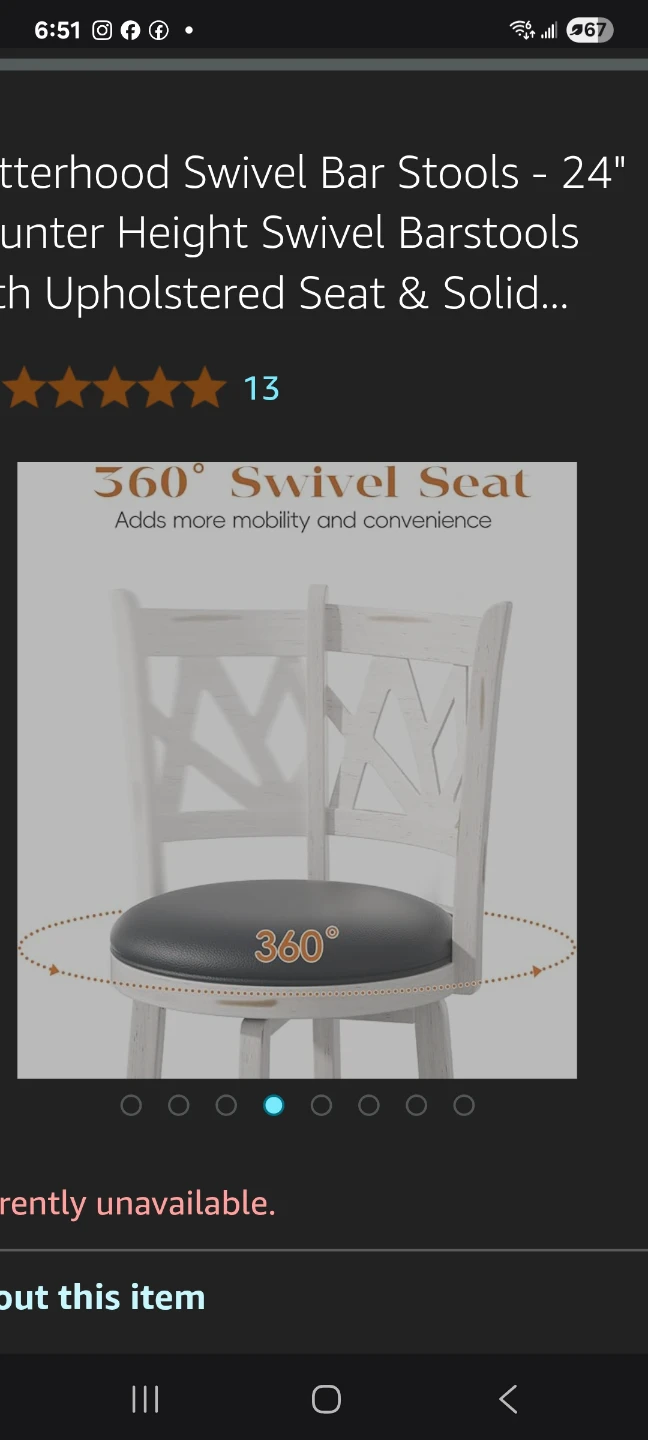 Counter Height Swivel Bar Stools - Set of 2 - photo 4