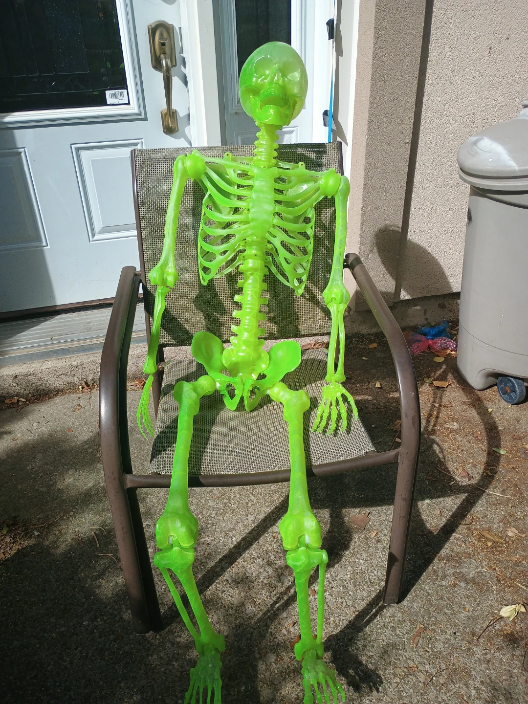 Neon Green Plastic Halloween Skeleton Decoration