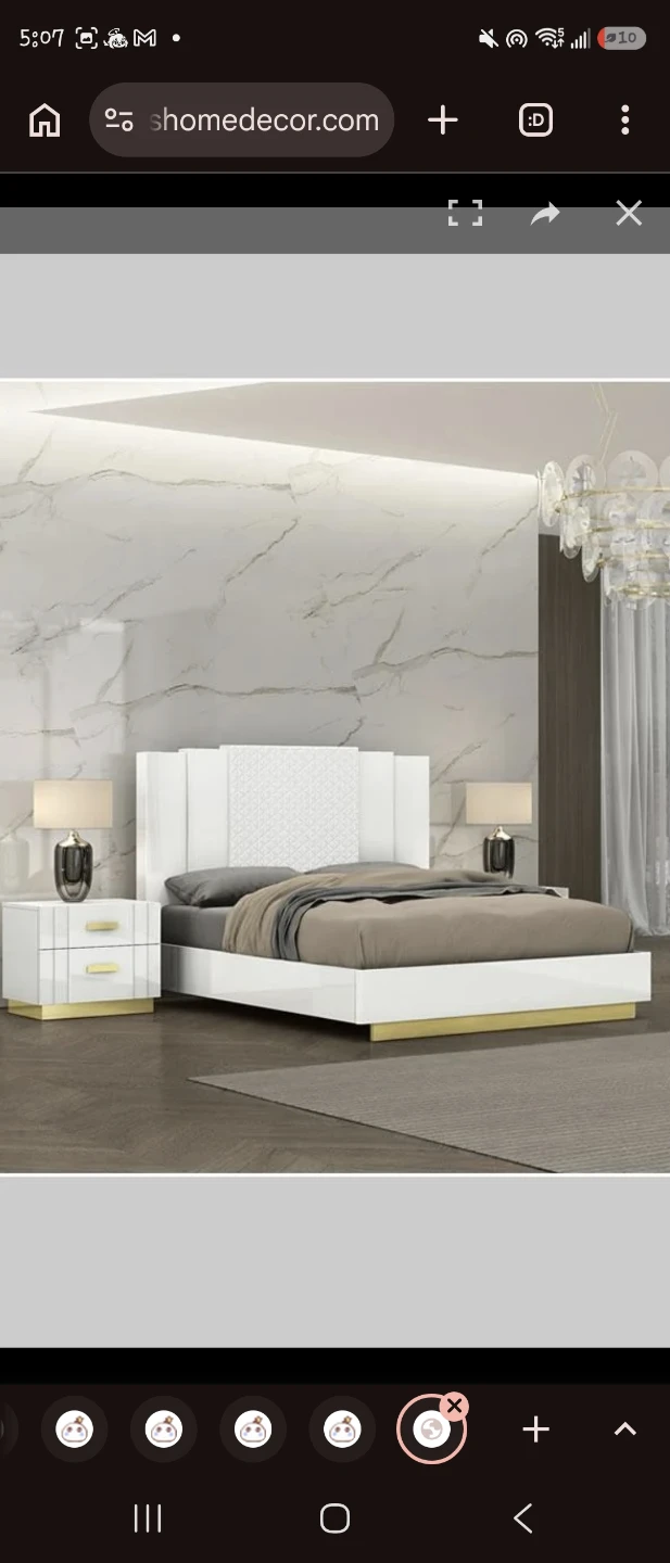 King White and Gold Modern Bedroom Bed Frame