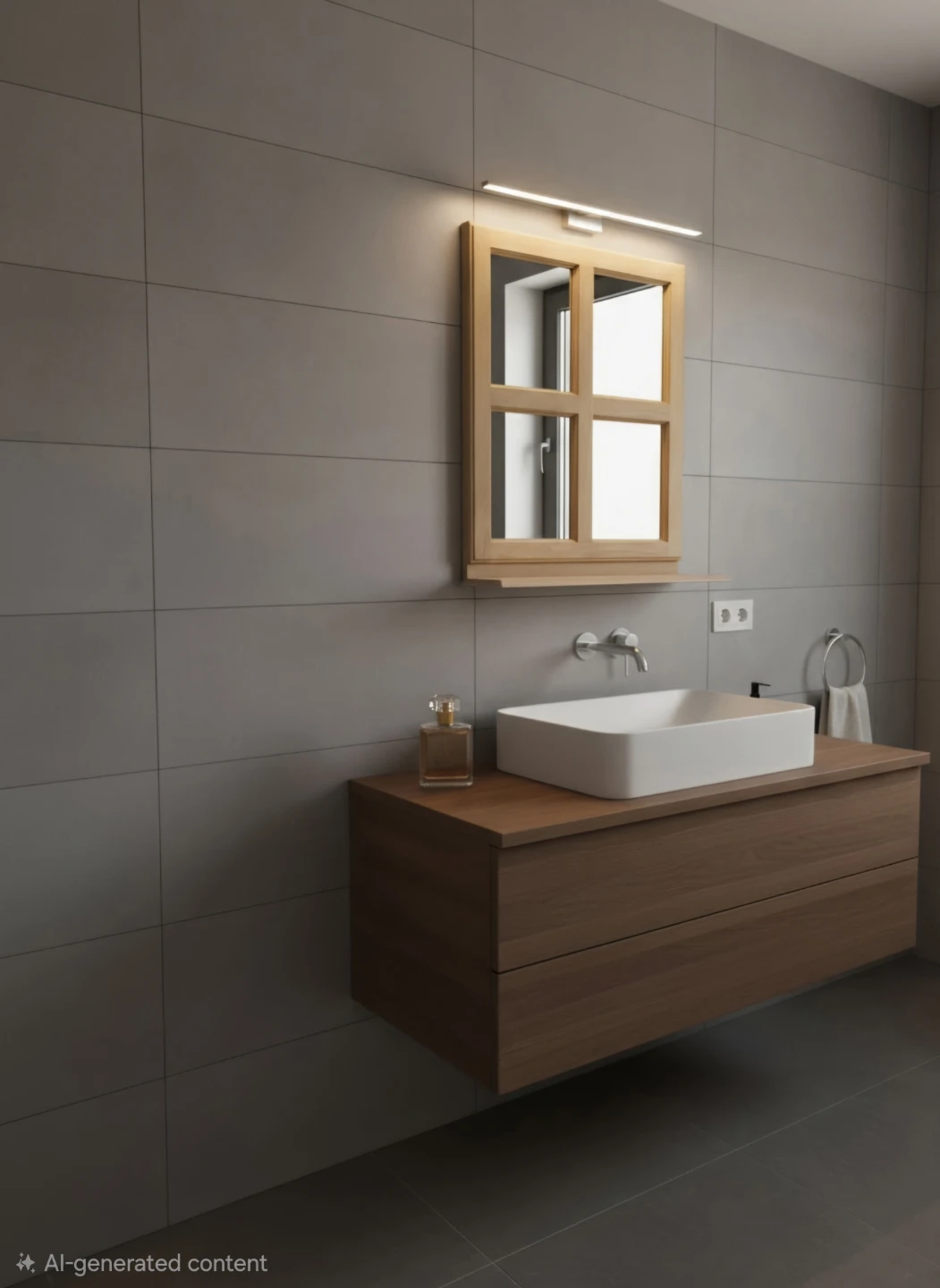 Window pane wall mirror with shelf - photo 5