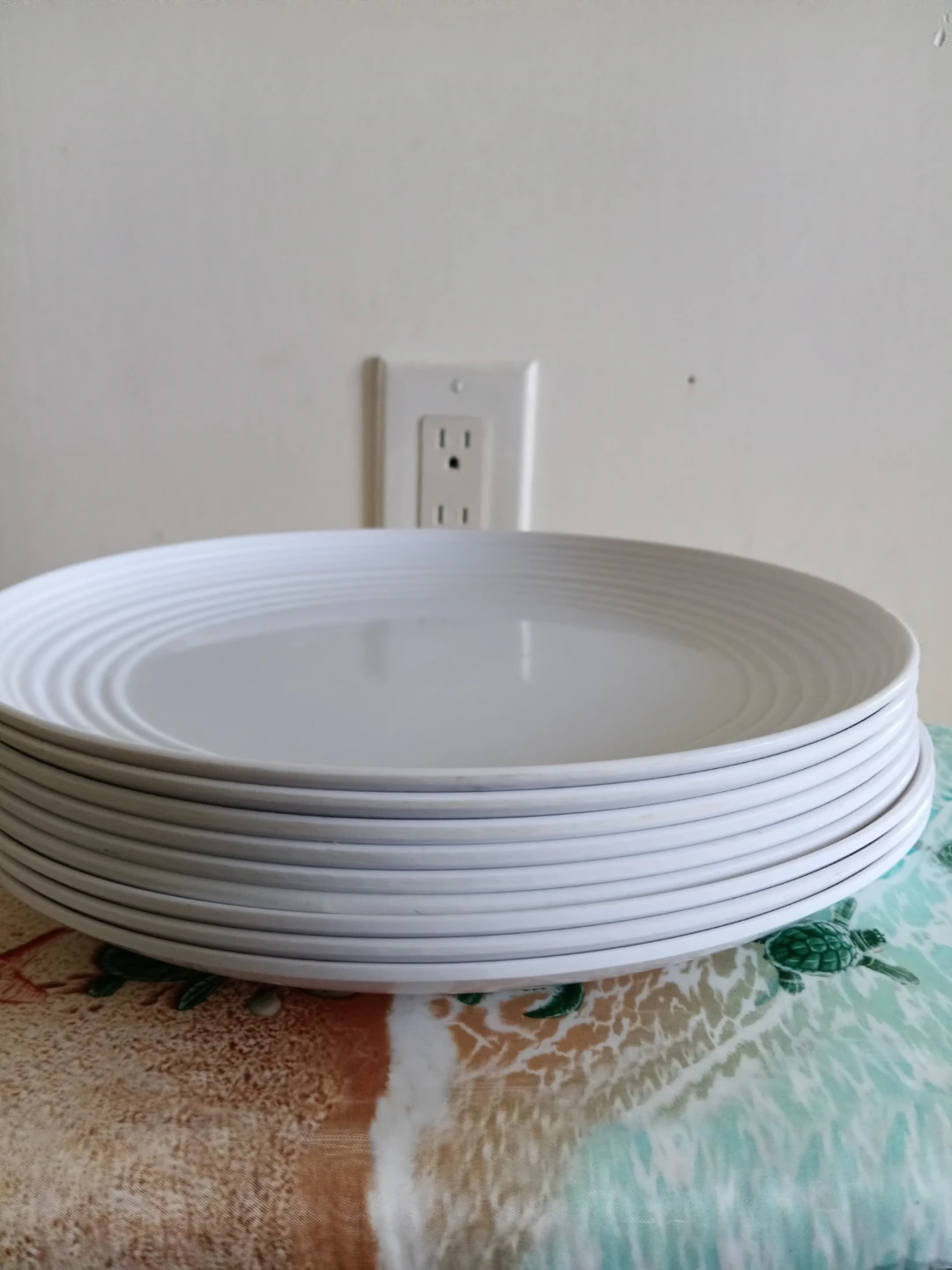 Set of White Ribbed Plates