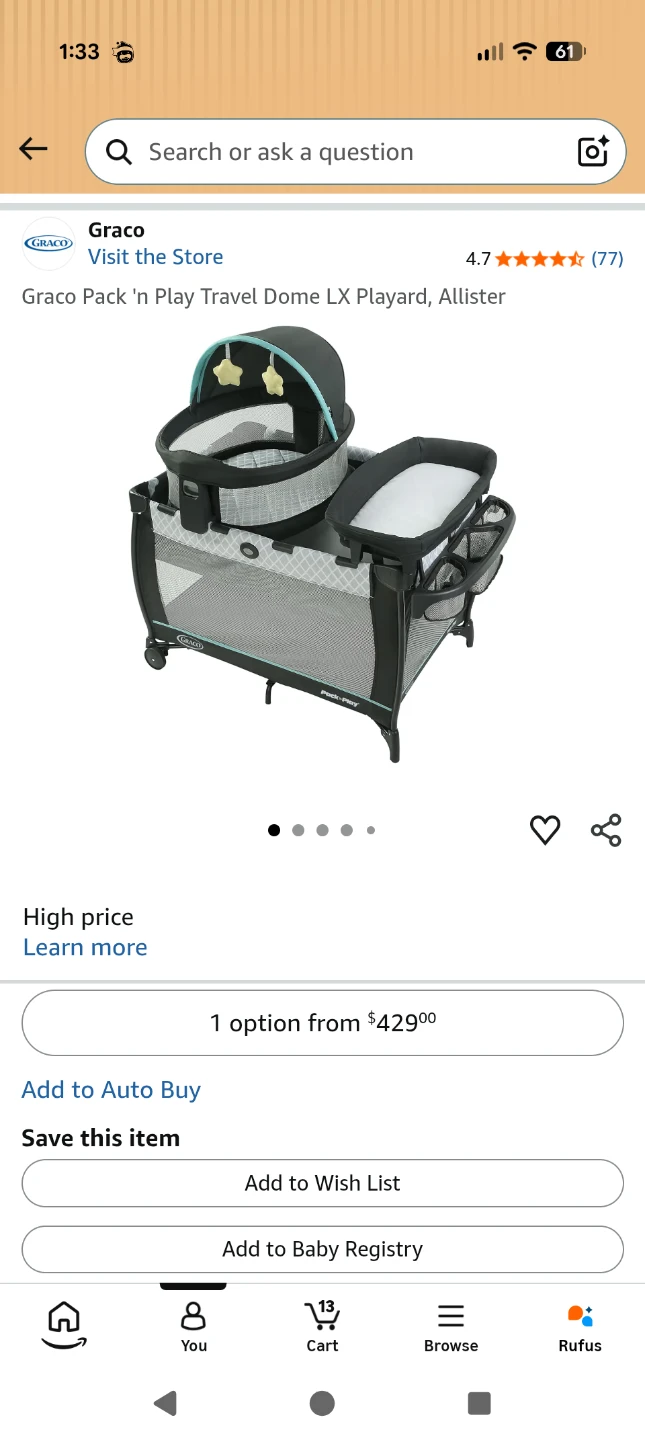 Graco Pack 'n Play Travel Dome LX Playard - Allister