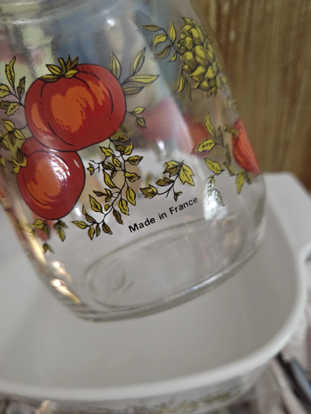 Vintage Vegetable Pattern Glass Storage Jar - photo 3