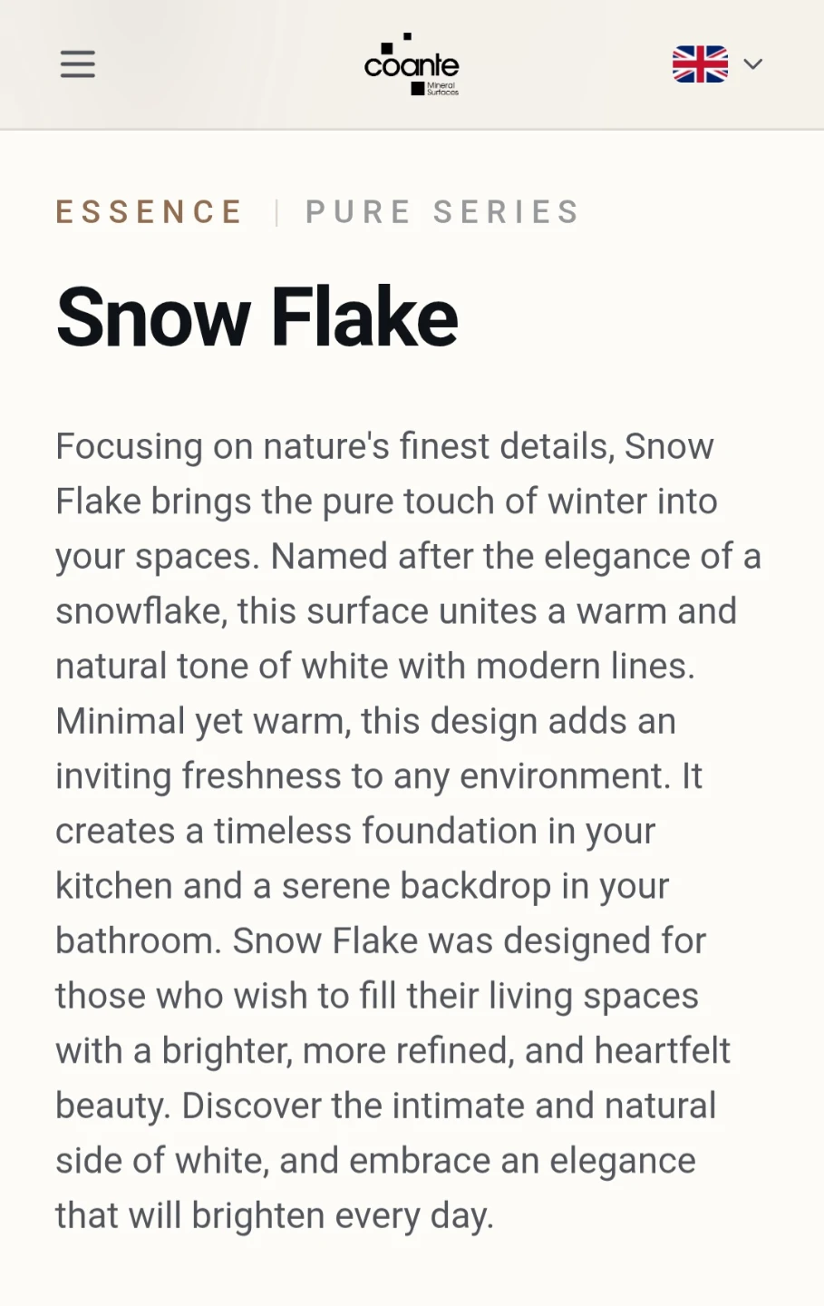 Coante Snow Flake Mineral Surface Countertop - photo 2