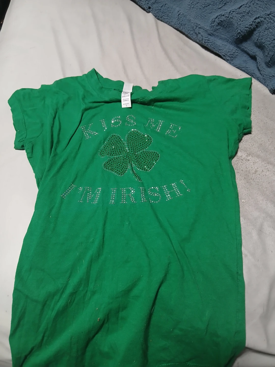 Green Rhinestone Kiss Me I'm Irish T-Shirt