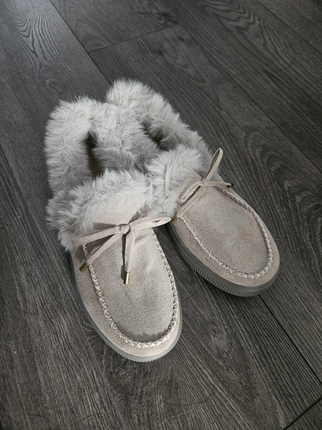 Faux Fur Lined Moccasin Slippers