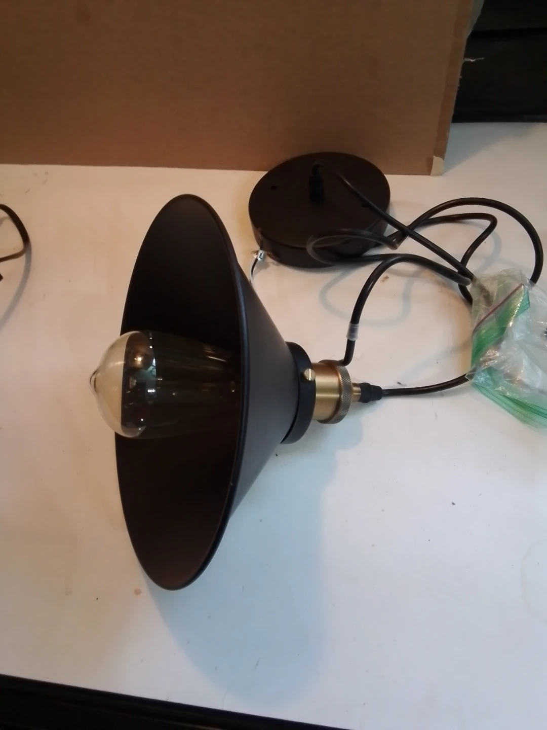 Industrial style black metal pendant light - photo 2