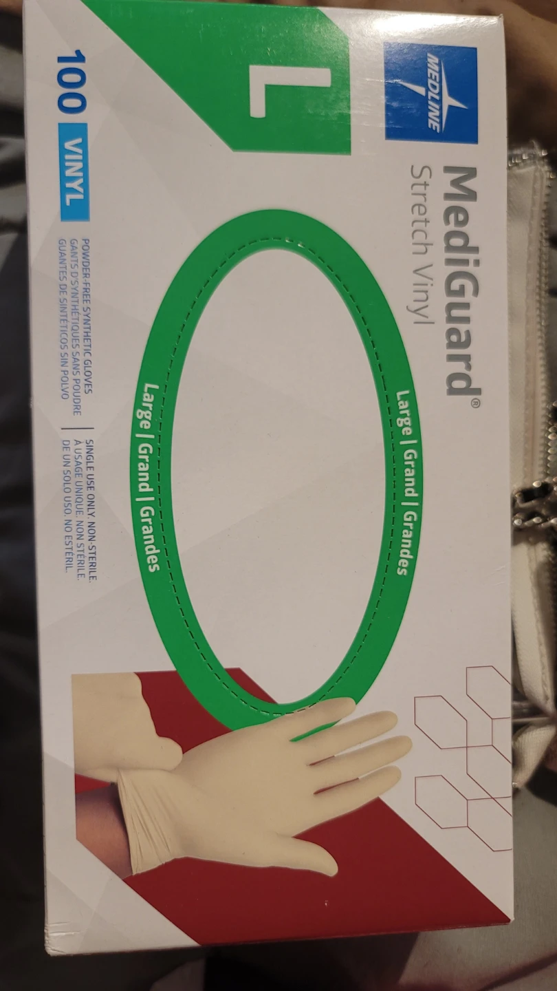 Medline MediGuard Stretch Vinyl Gloves Large 100 Count  ( ea)