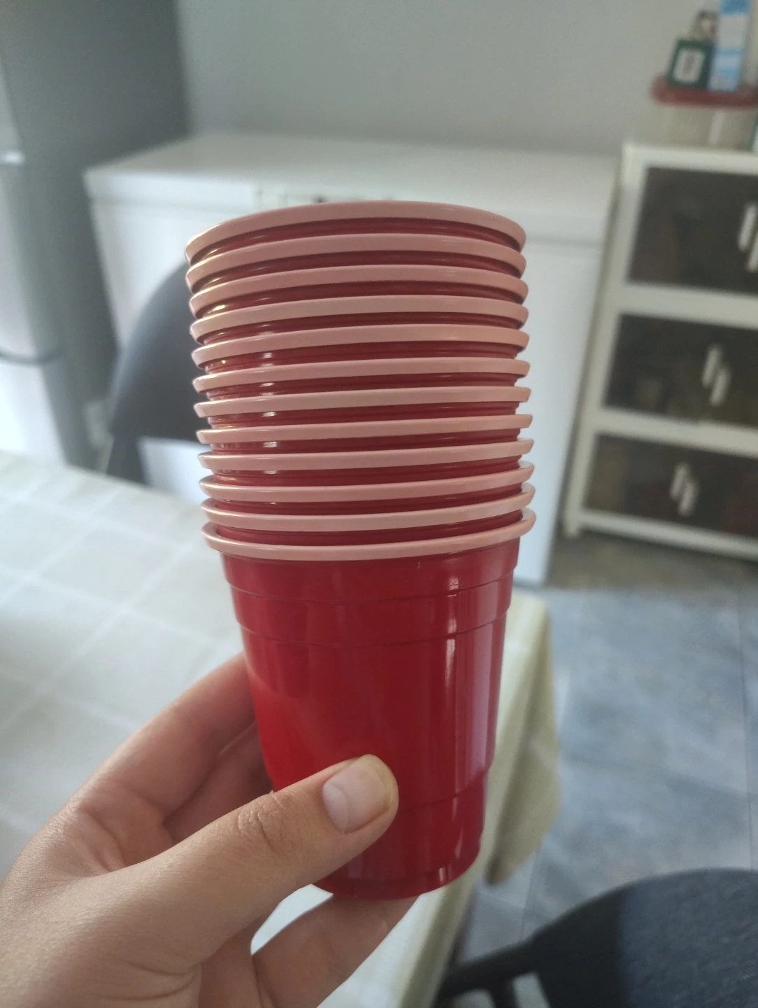 Stack of 12 Red Plastic Cups