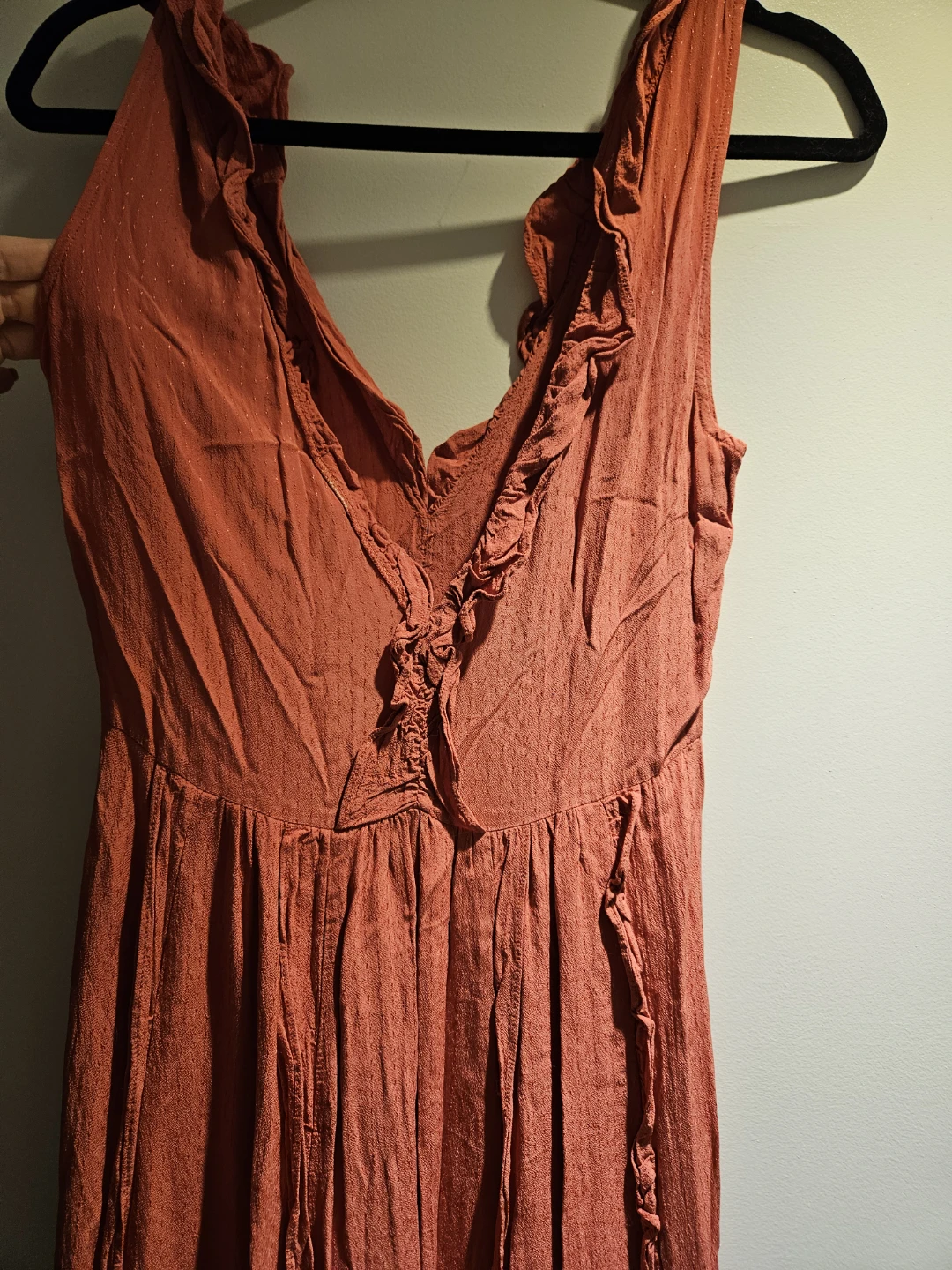 Rust-coloured sleeveless maxi dress - photo 3