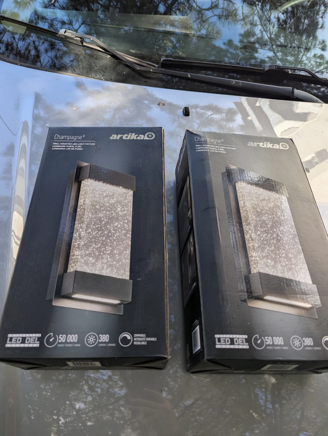 Two Artika Champagne LED Wall Light Fixtures