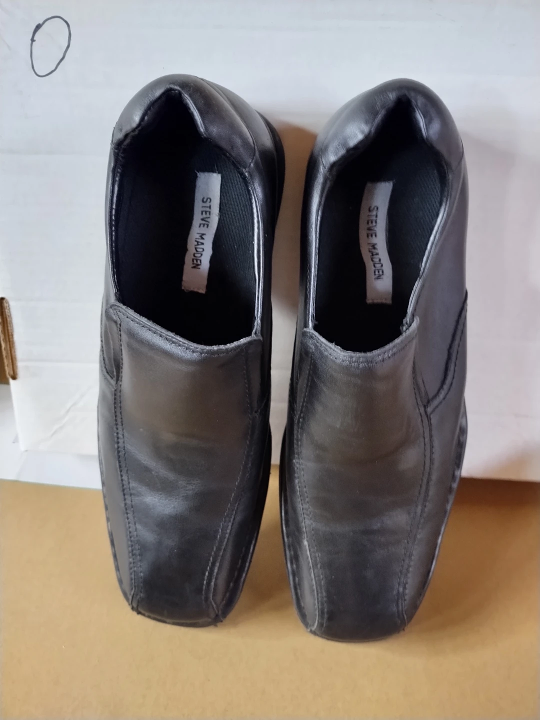Steve Madden Men's Black Leather Slip-on Shoes
