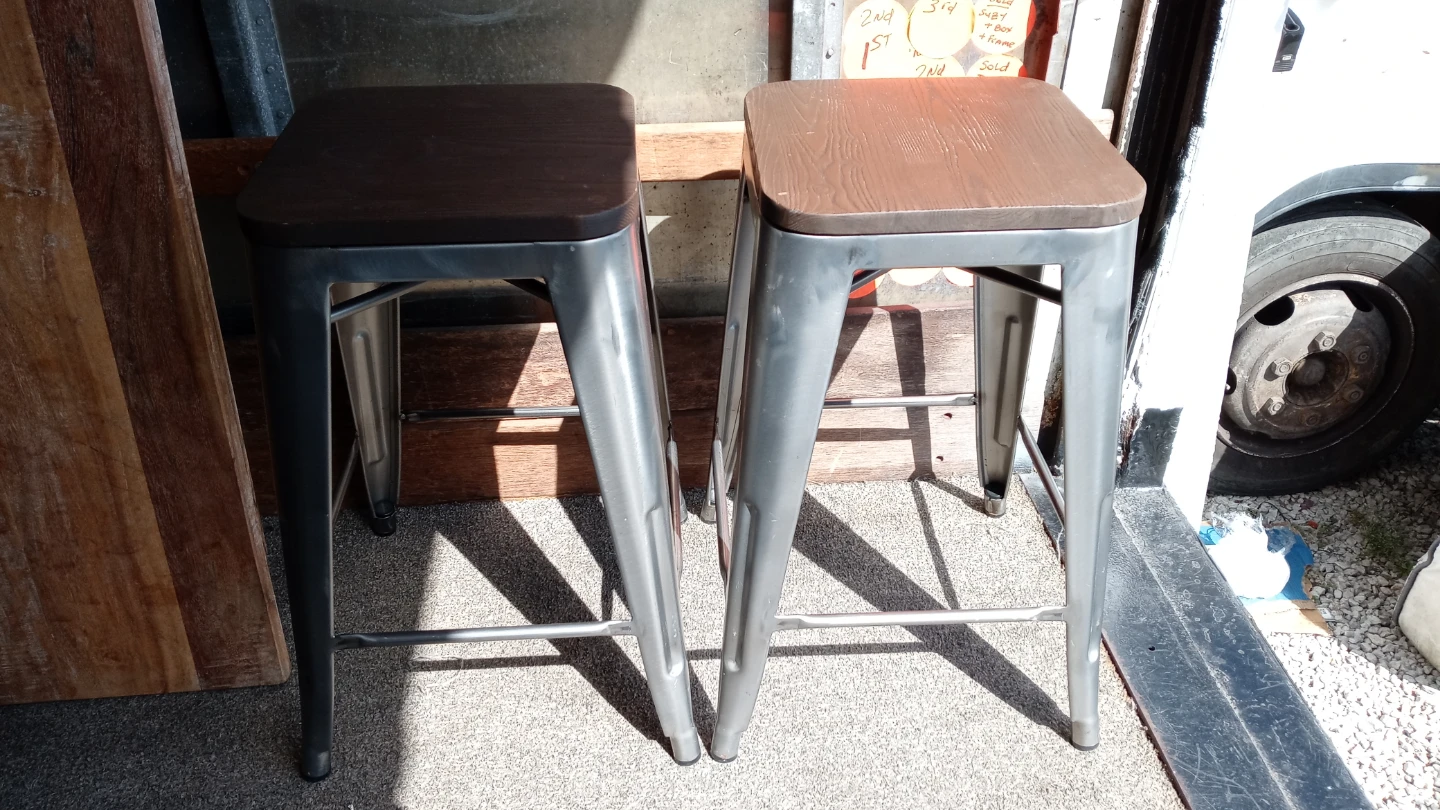 Set of 2 Industrial Metal and Wood Bar Stools - photo 5