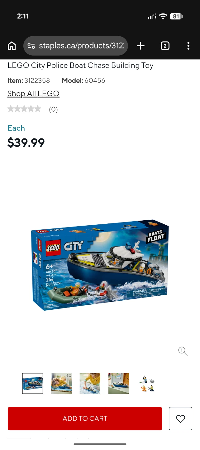 LEGO City Police Boat Chase Building Toy 60456 - photo 2