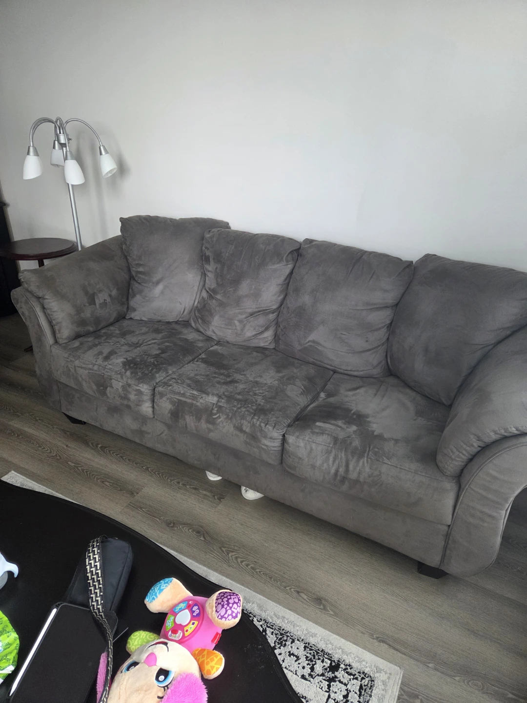 Leons Dark Grey Microfiber Sofa - photo 2