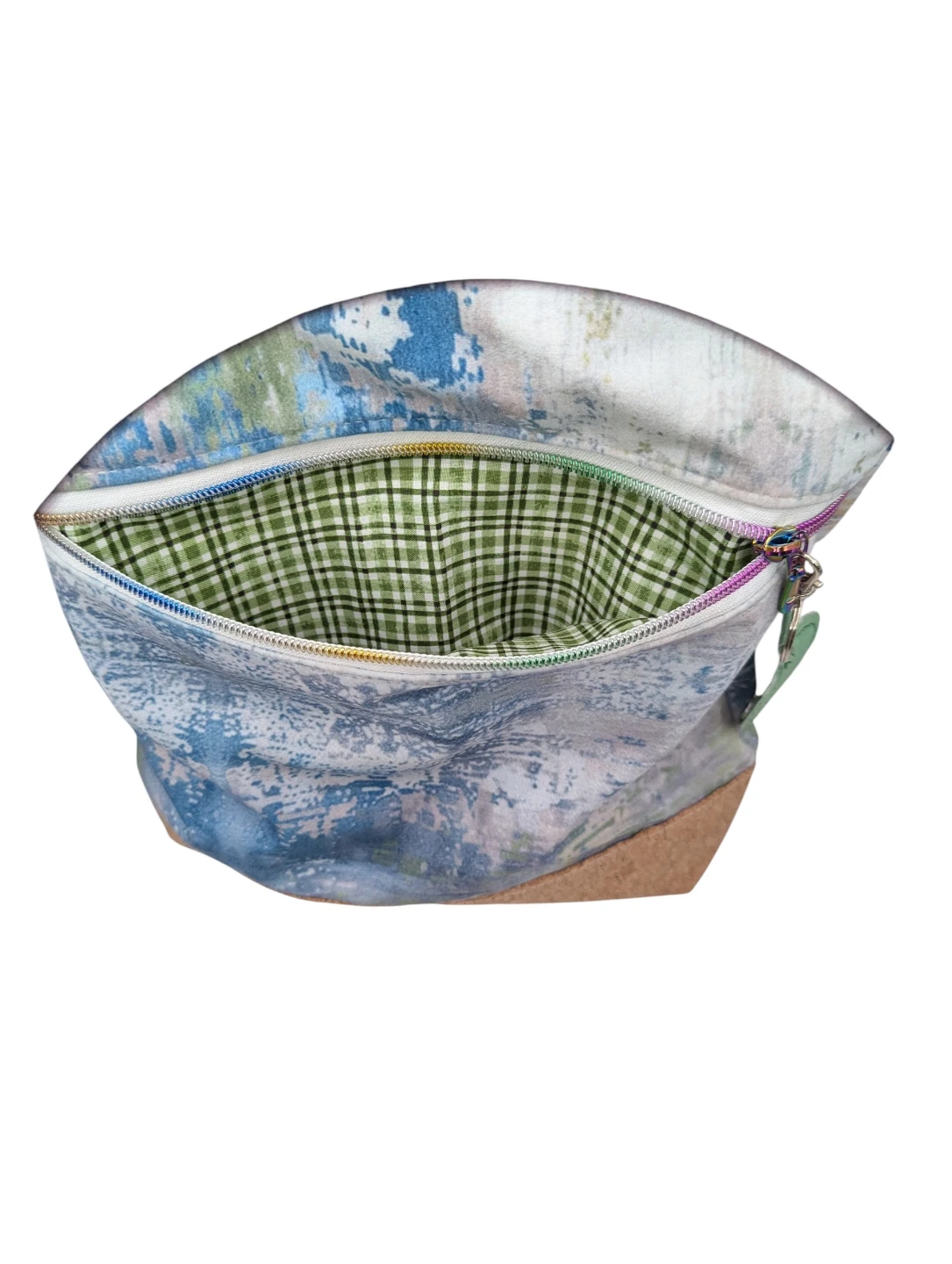 Blue Patterned Crossbody Bag with Cork Base - photo 3