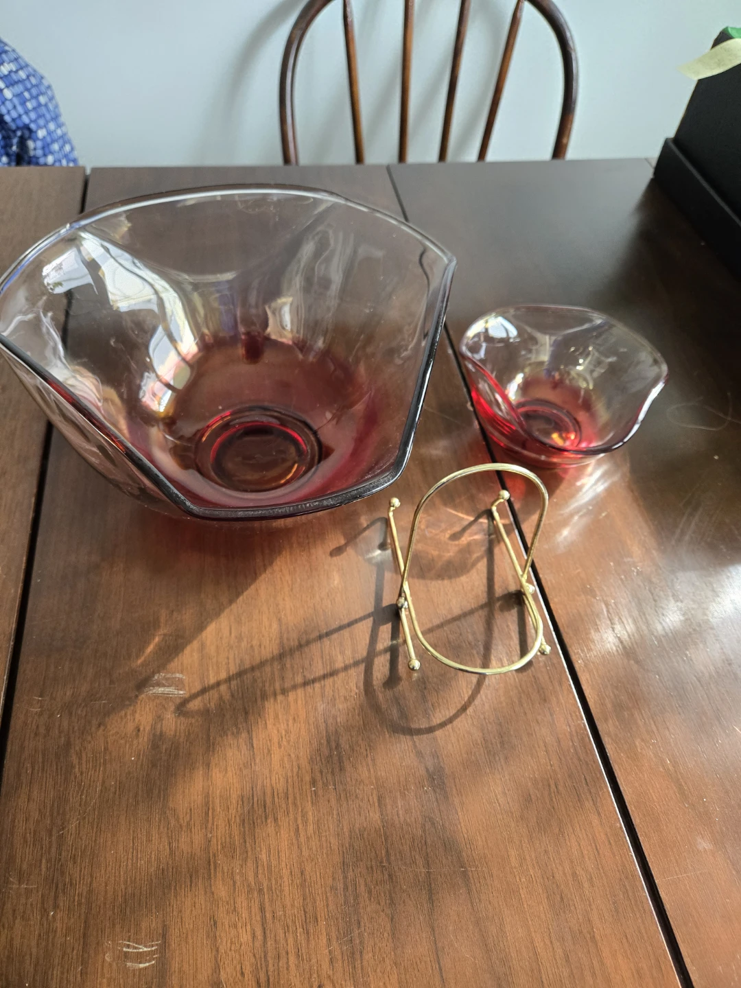 Vintage * 3 Piece Chip & Dip Set * INDIANA GLASS * RUBY RED - photo 4