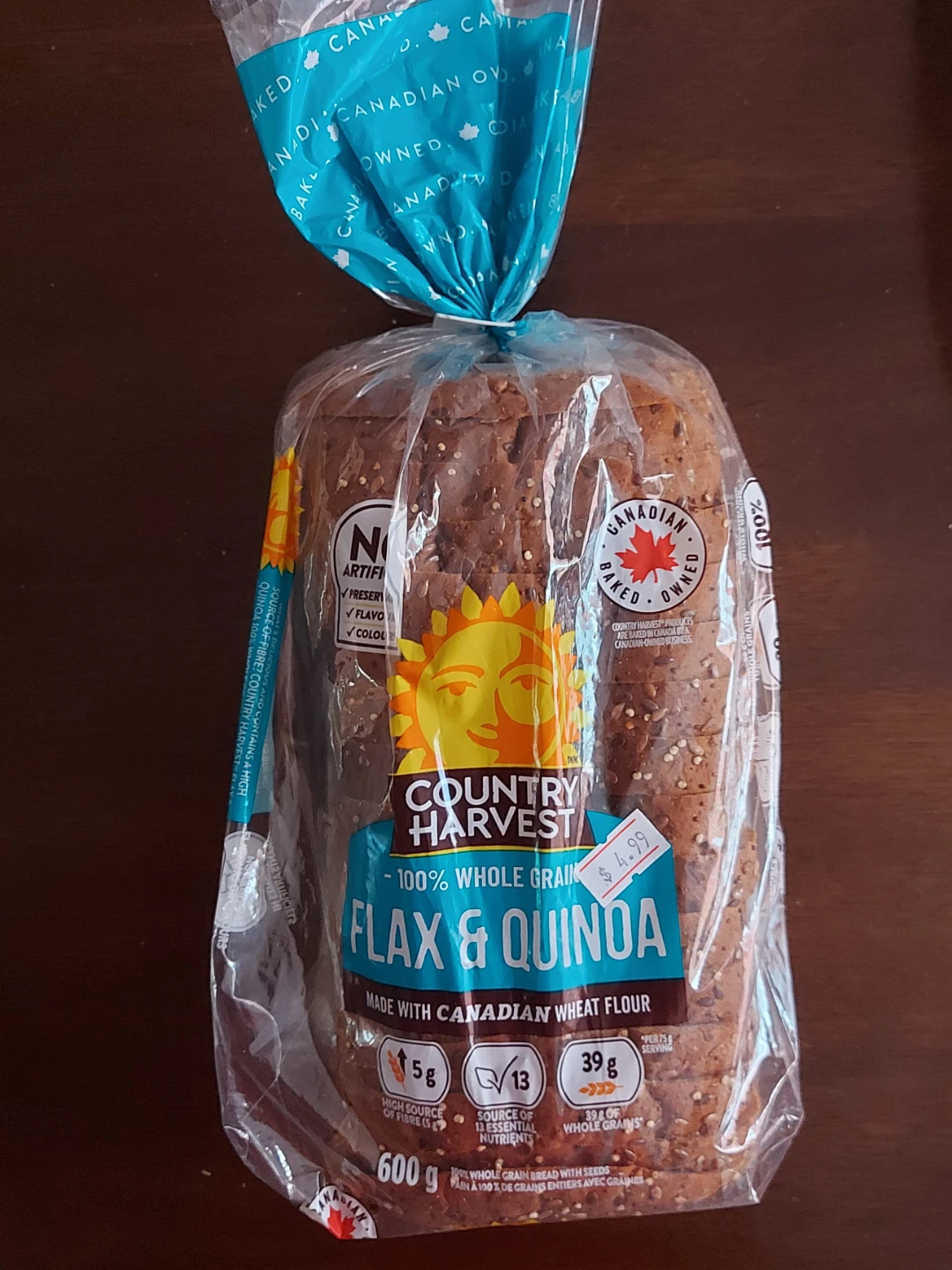 FREE - Country Harvest 100% Whole Grain Flax & Quinoa Bread