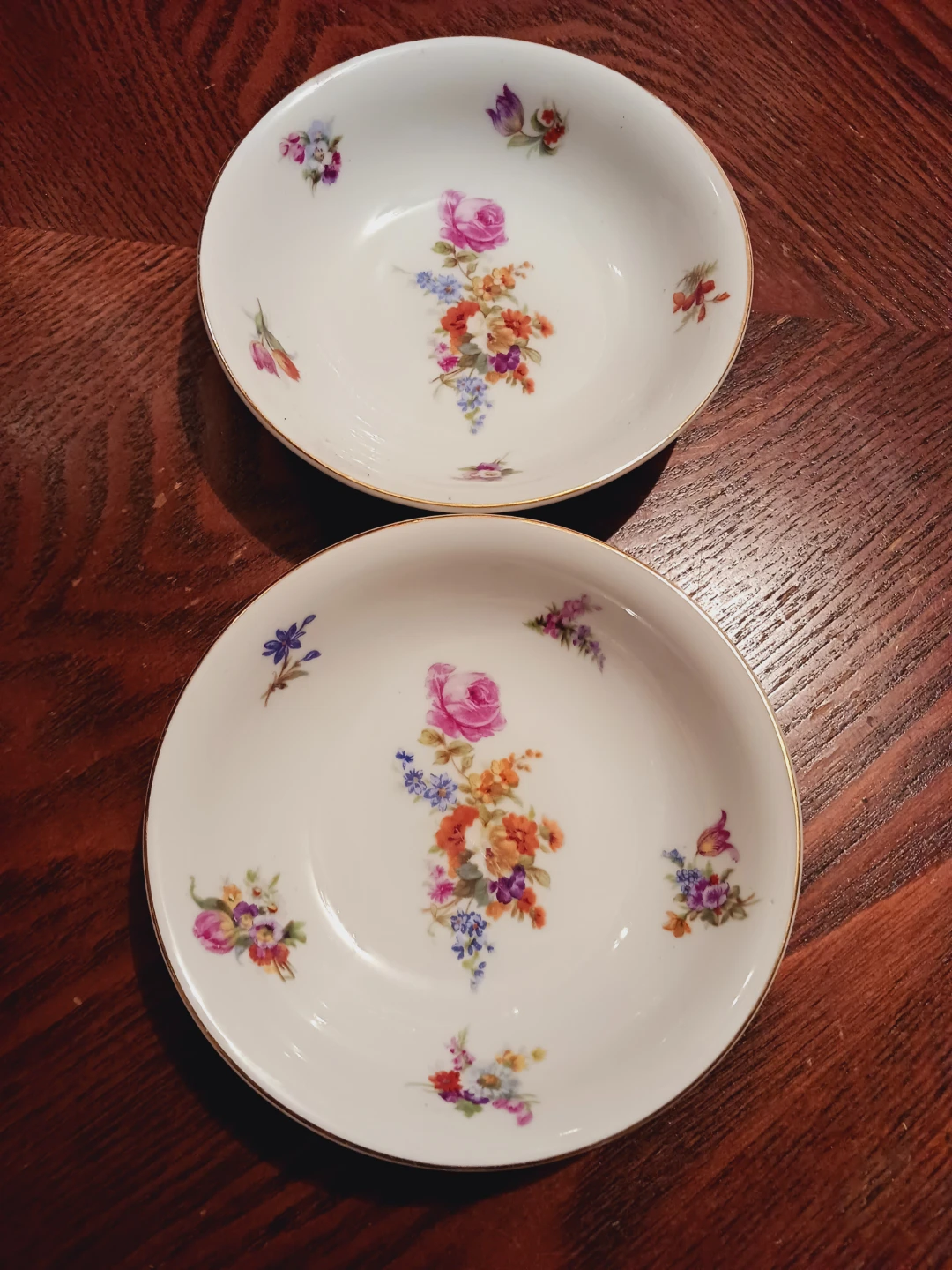 Set of 2 × Epiag Dresden Fine German Floral Porcelain Bowls
