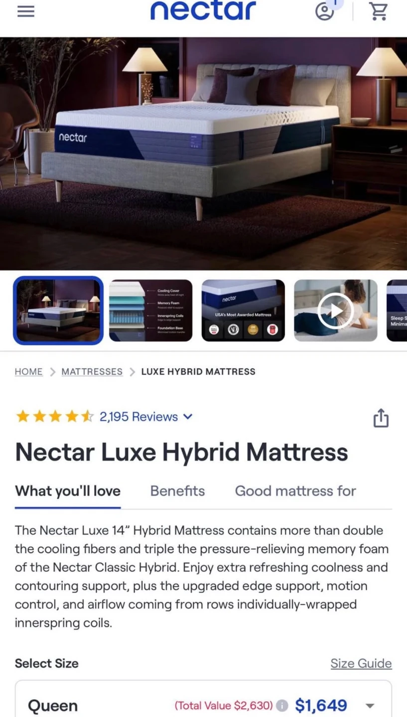 Nectar Luxe Hybrid Mattress