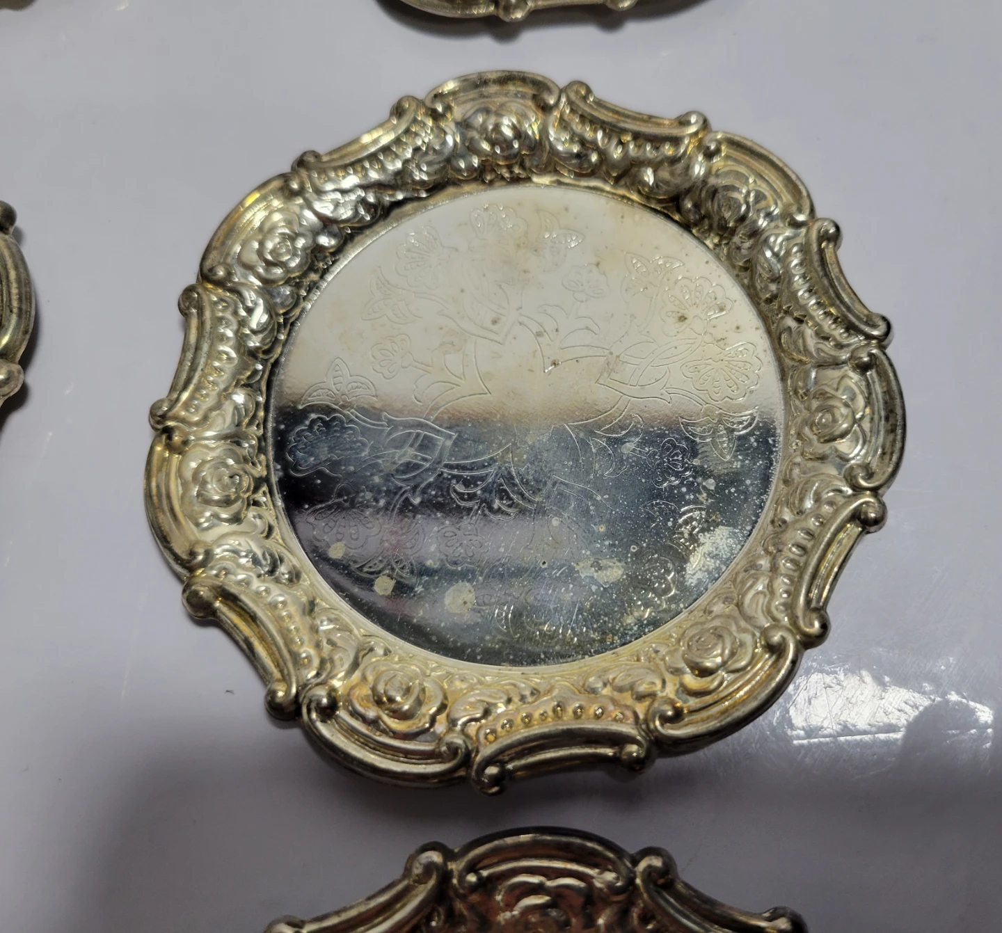 Set of 6 Vintage Silver Plated Coasters - photo 4