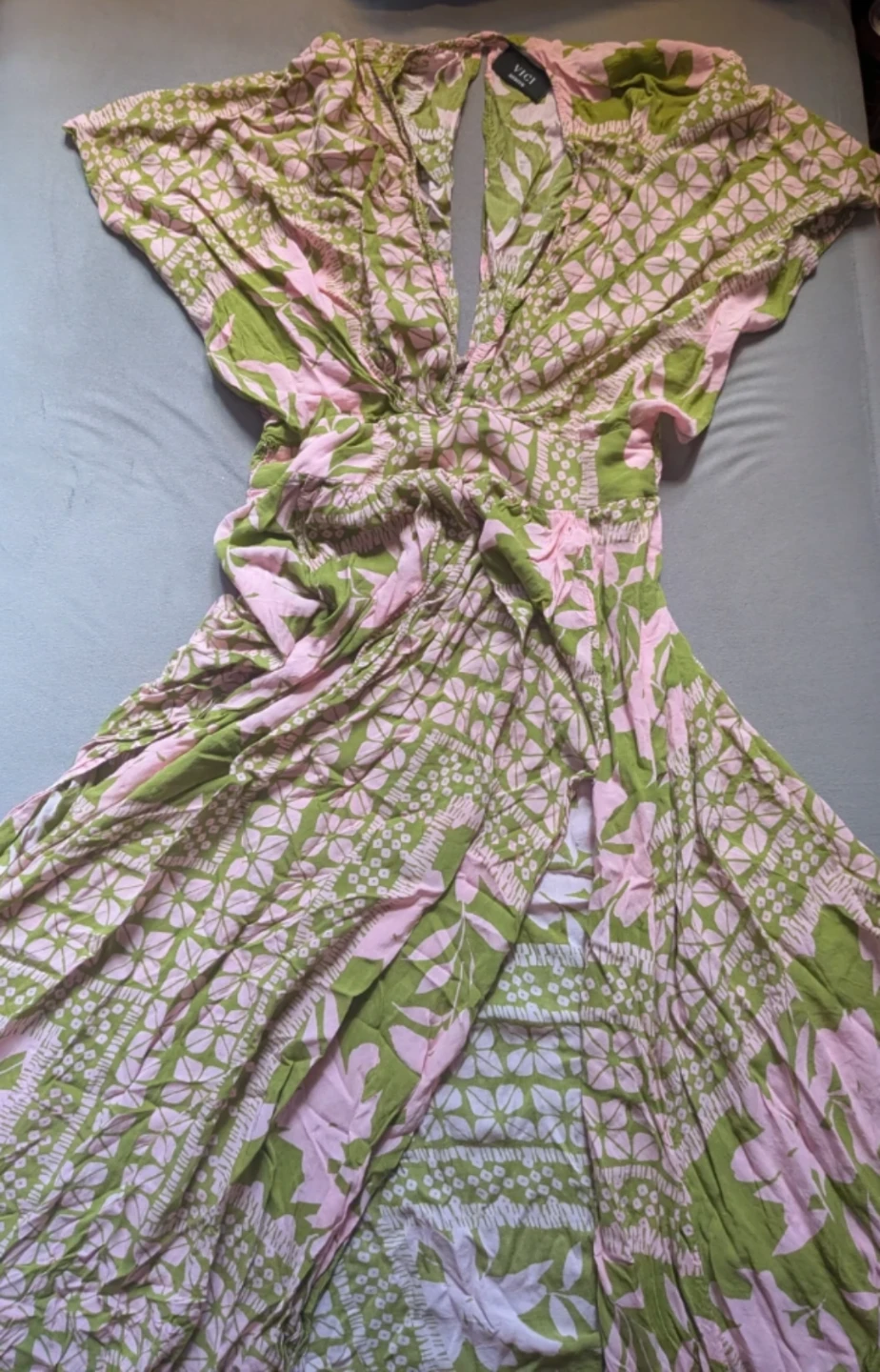 VICI Green and Pink Patterned Dress