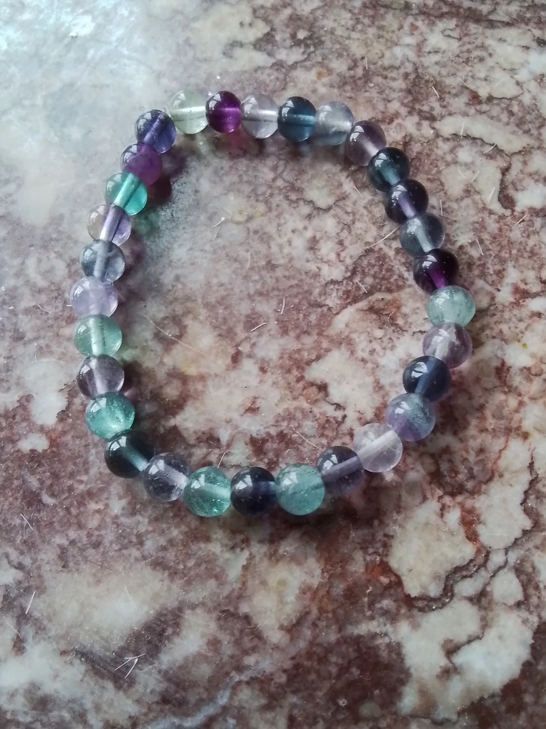 Genuine Rainbow Fluorite Crystal Bracelet