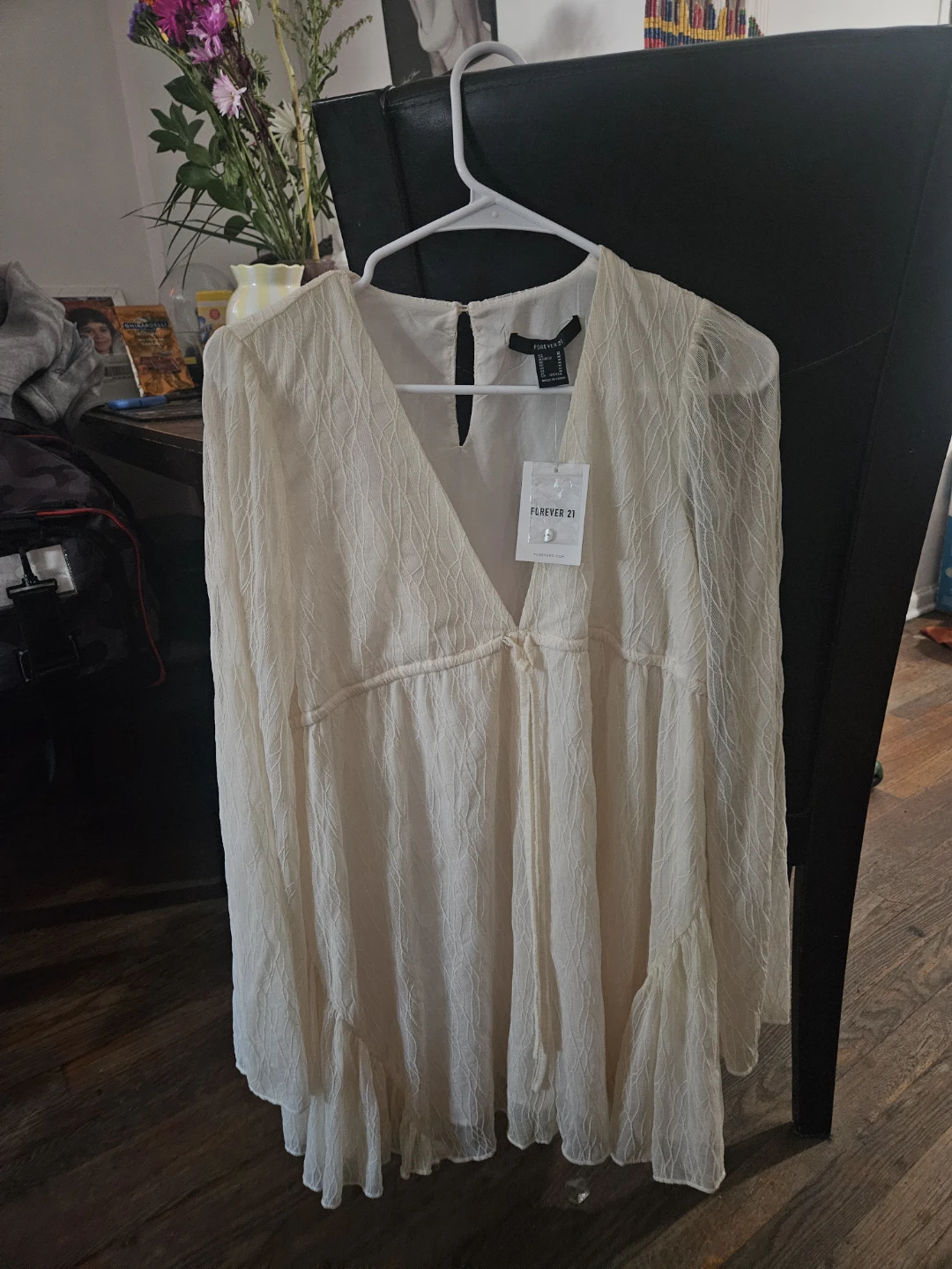 Forever 21 Cream Textured Mini Dress