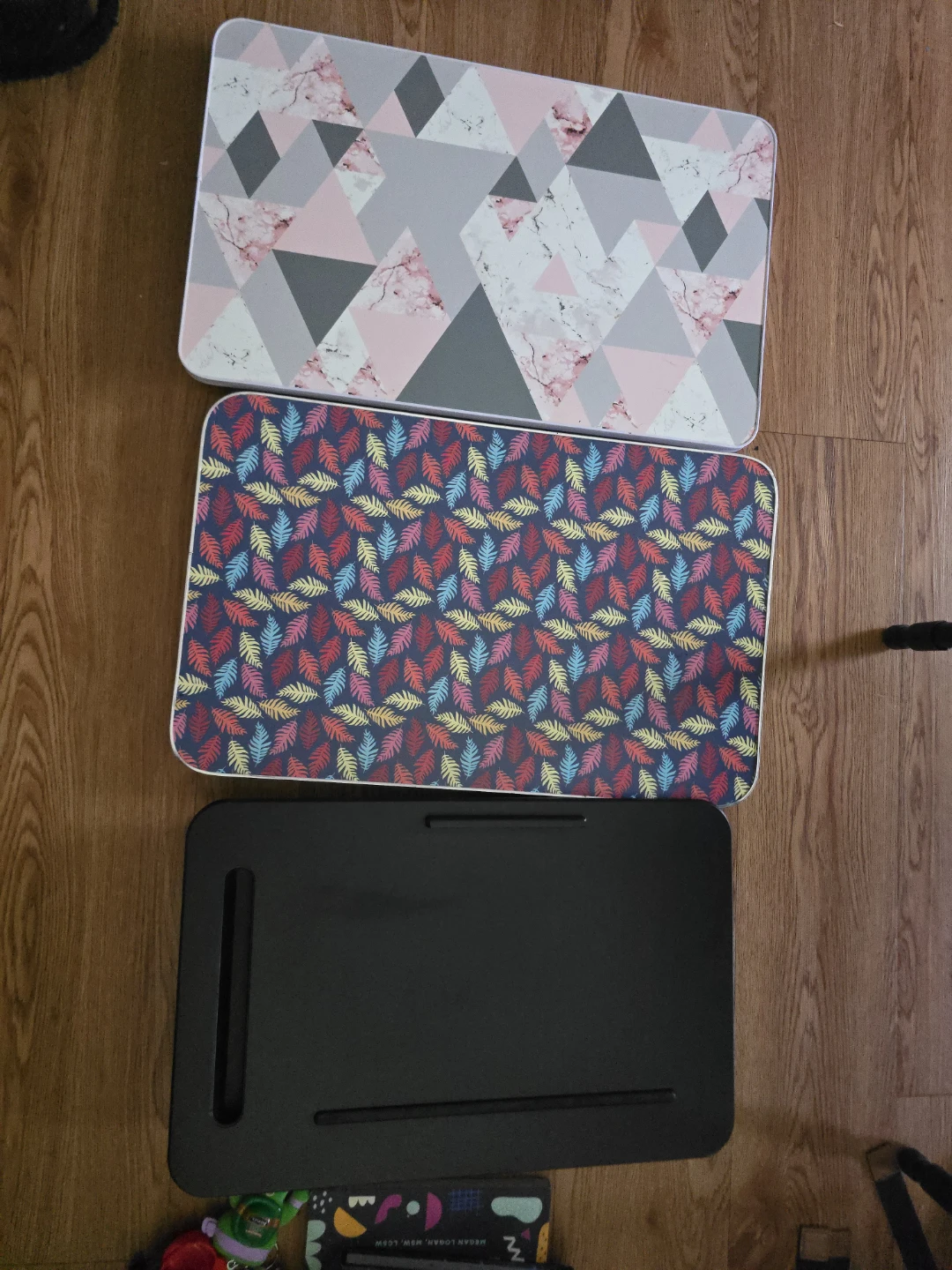 Foldable Lap Desk with Two Tops - Geometric & Leaf Prints