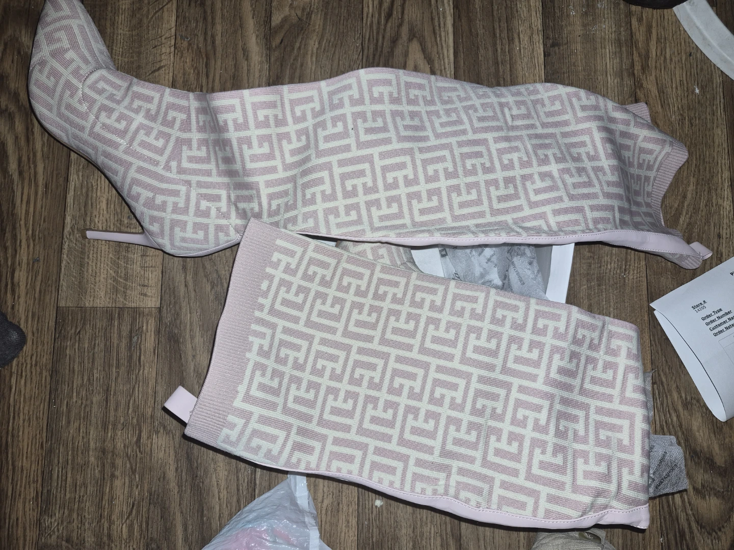 Mata Shoes Pink Geometric Knit Boots - photo 2