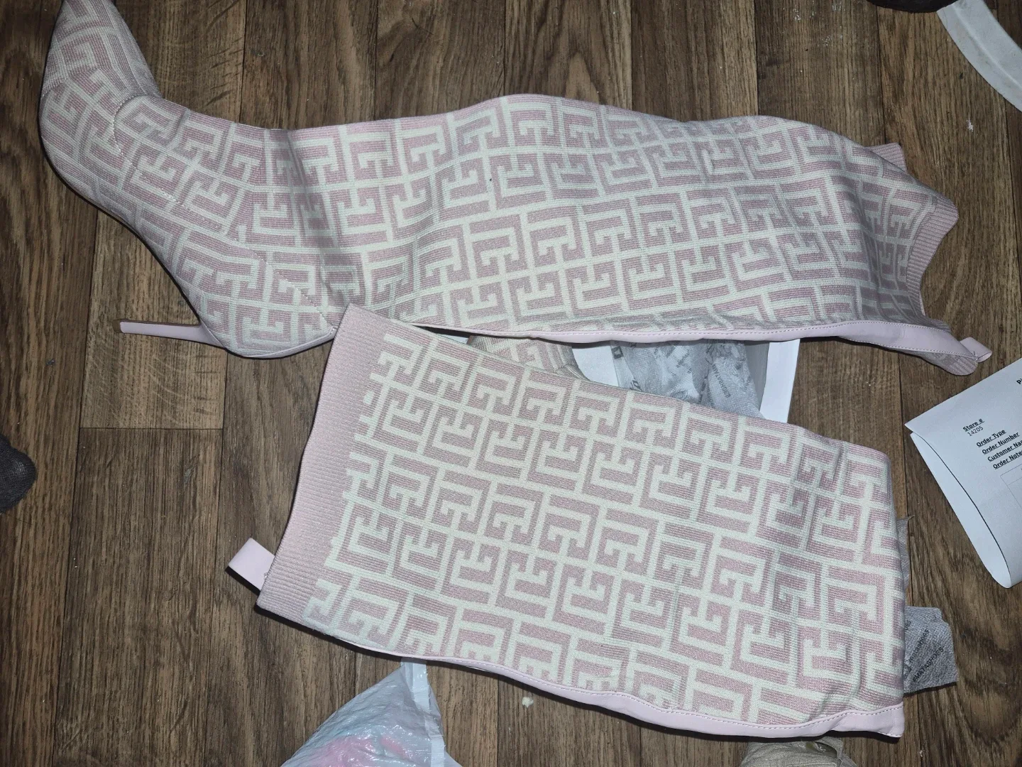 Mata Shoes Pink Geometric Knit Boots - photo 2