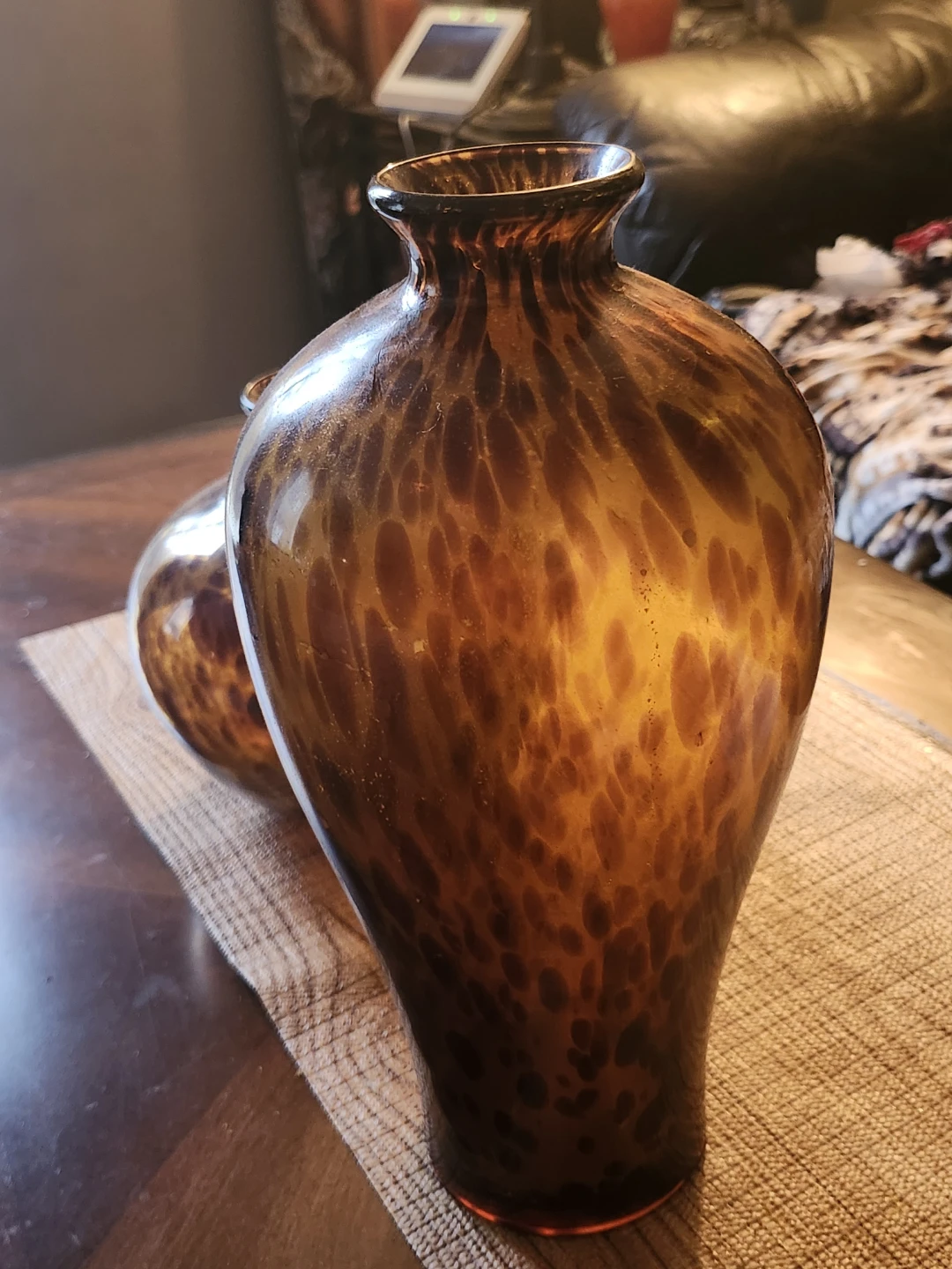 Amber Mottled Glass Vases Set of 2 - photo 3